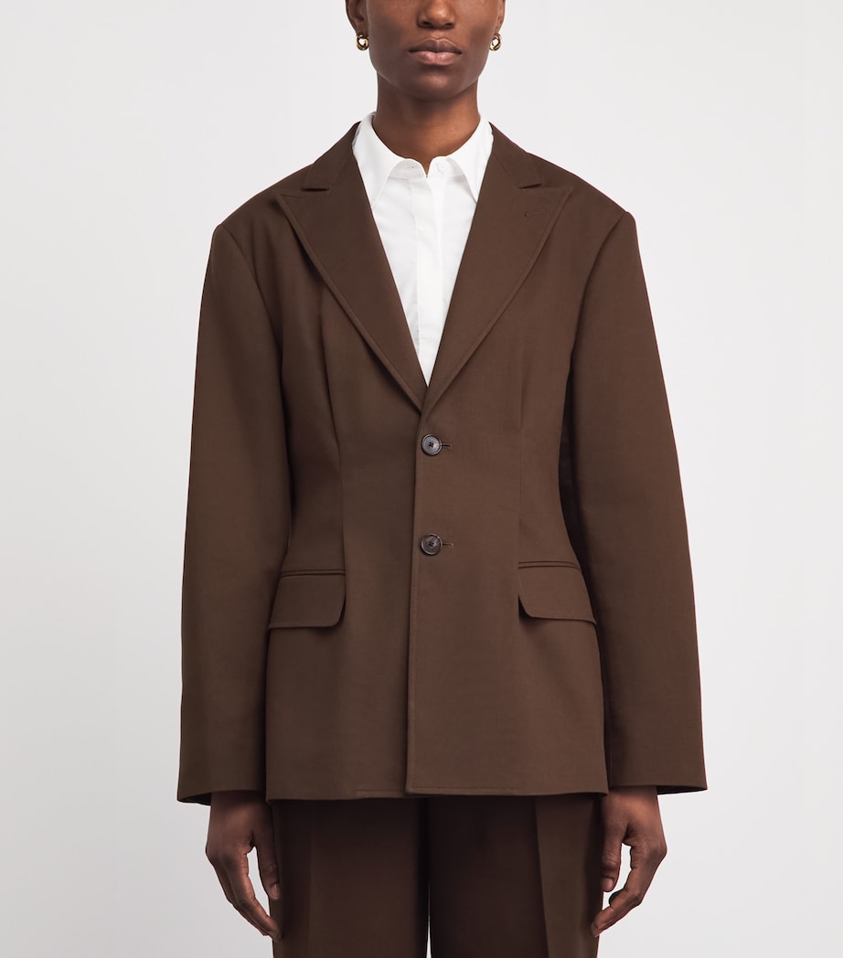 Polo Ralph Lauren Womens Cotton-Wool Crepe Blazer Dark Beech Image 4