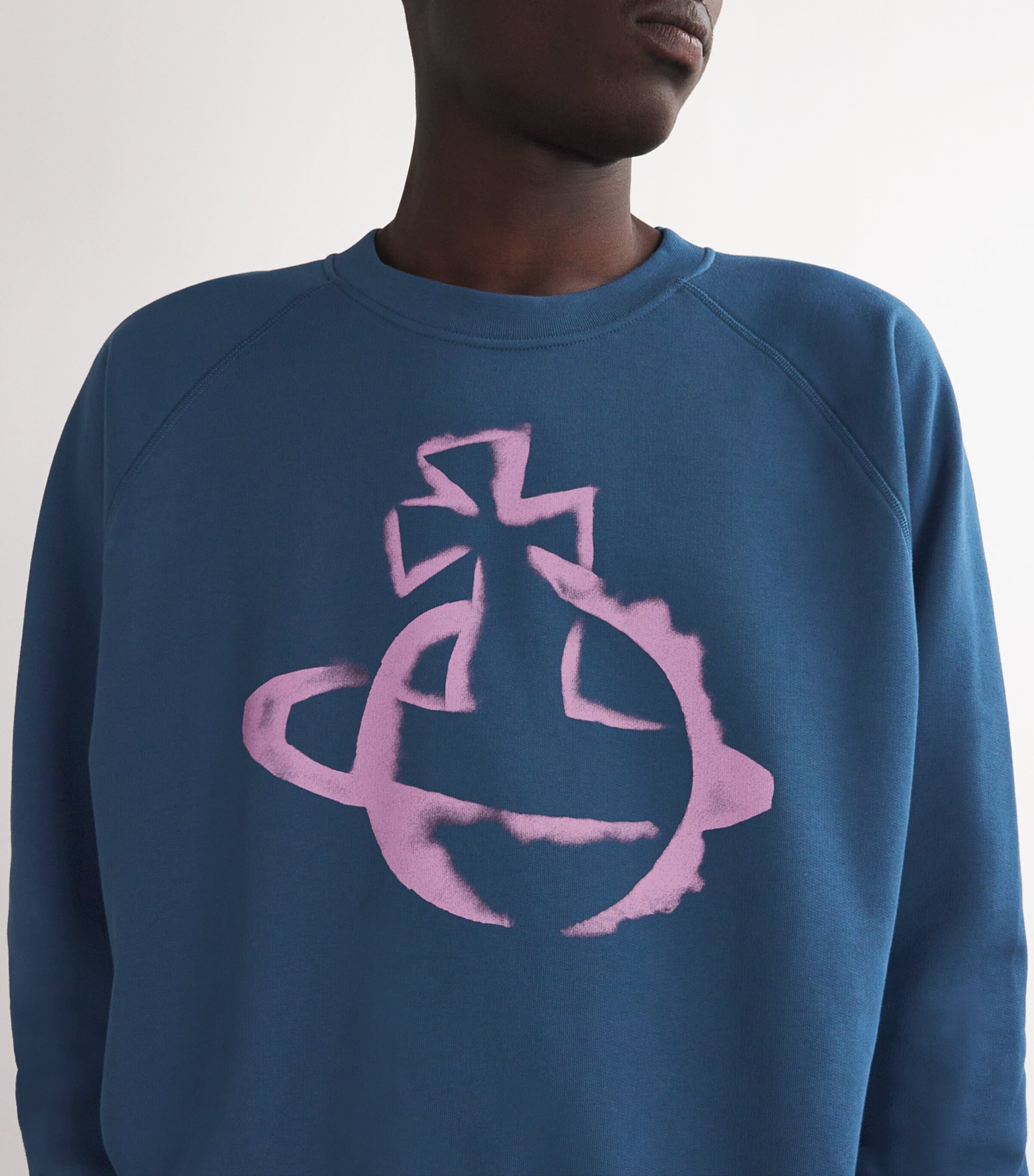 Vivienne Westwood Mens Cotton Stencil Orb Sweatshirt Dark Denim Image 6