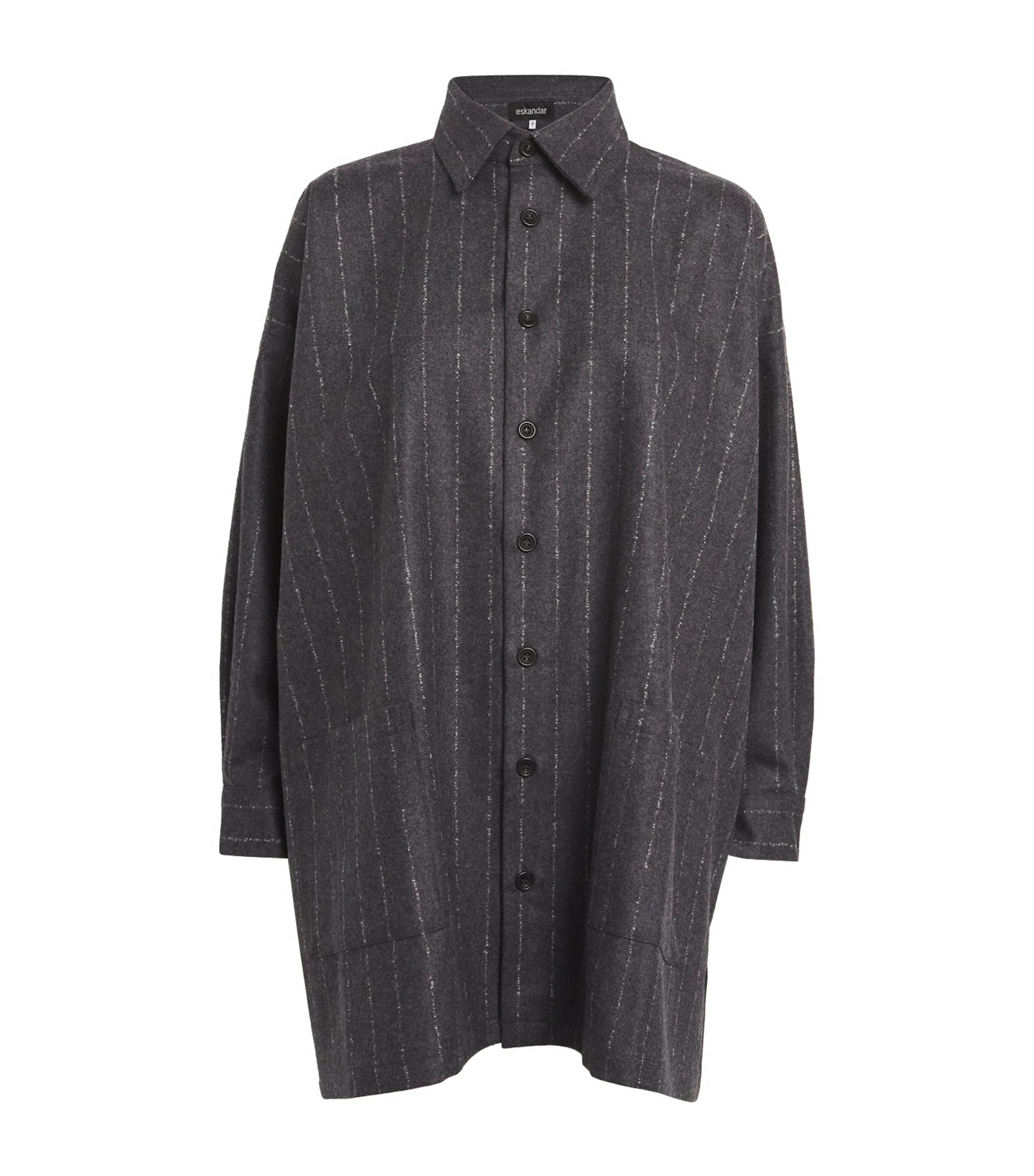 Eskandar Wool-cashmere Wide Shirt In Grey