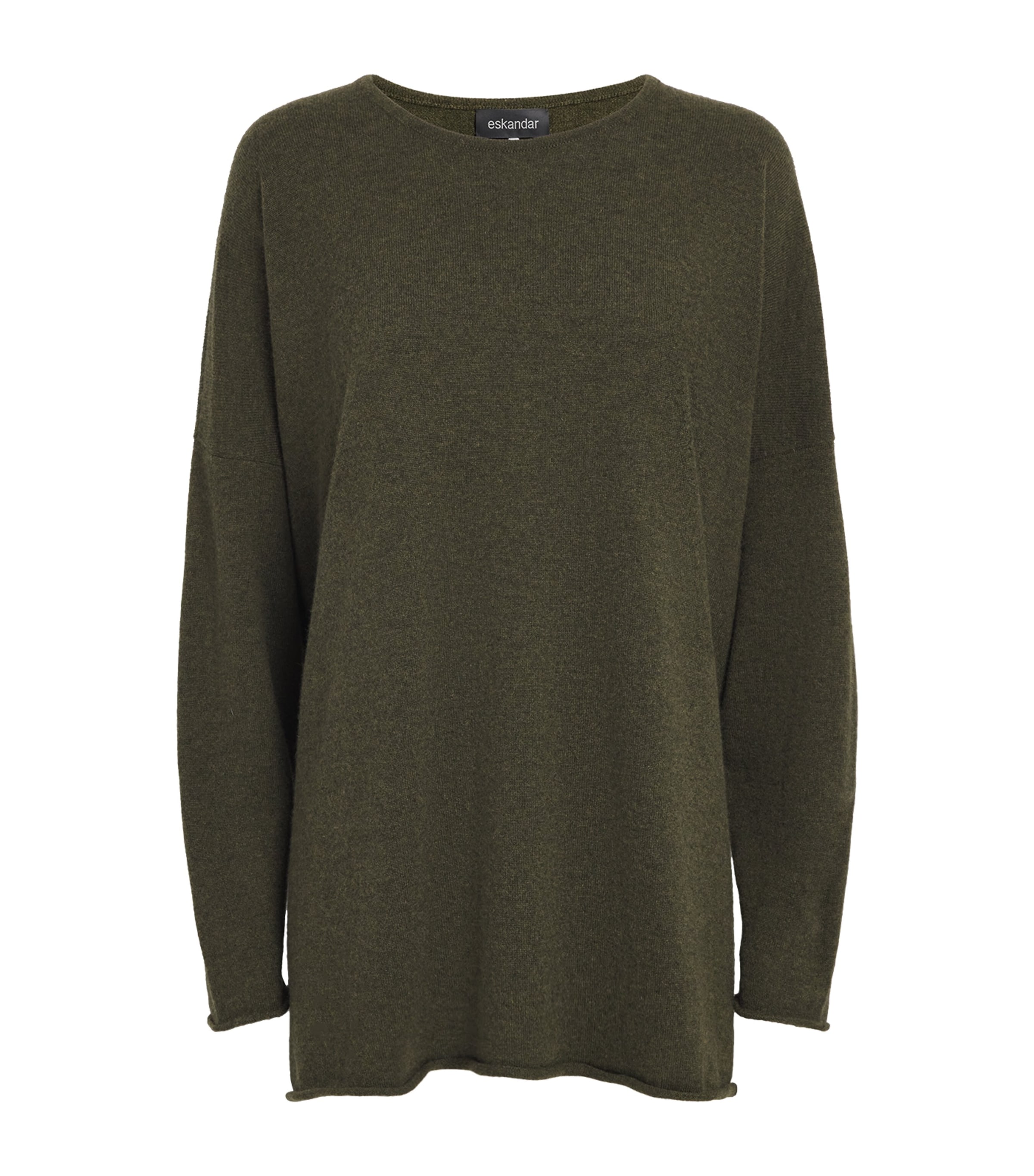 Eskandar Cashmere Bateau A-line Sweater In Green