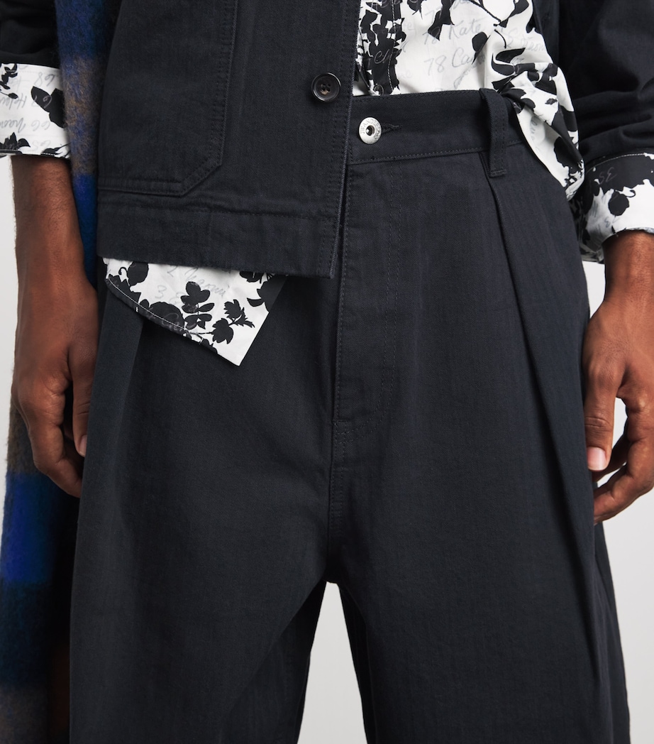 JW Anderson Mens Cotton Pleated Trousers Black Image 3