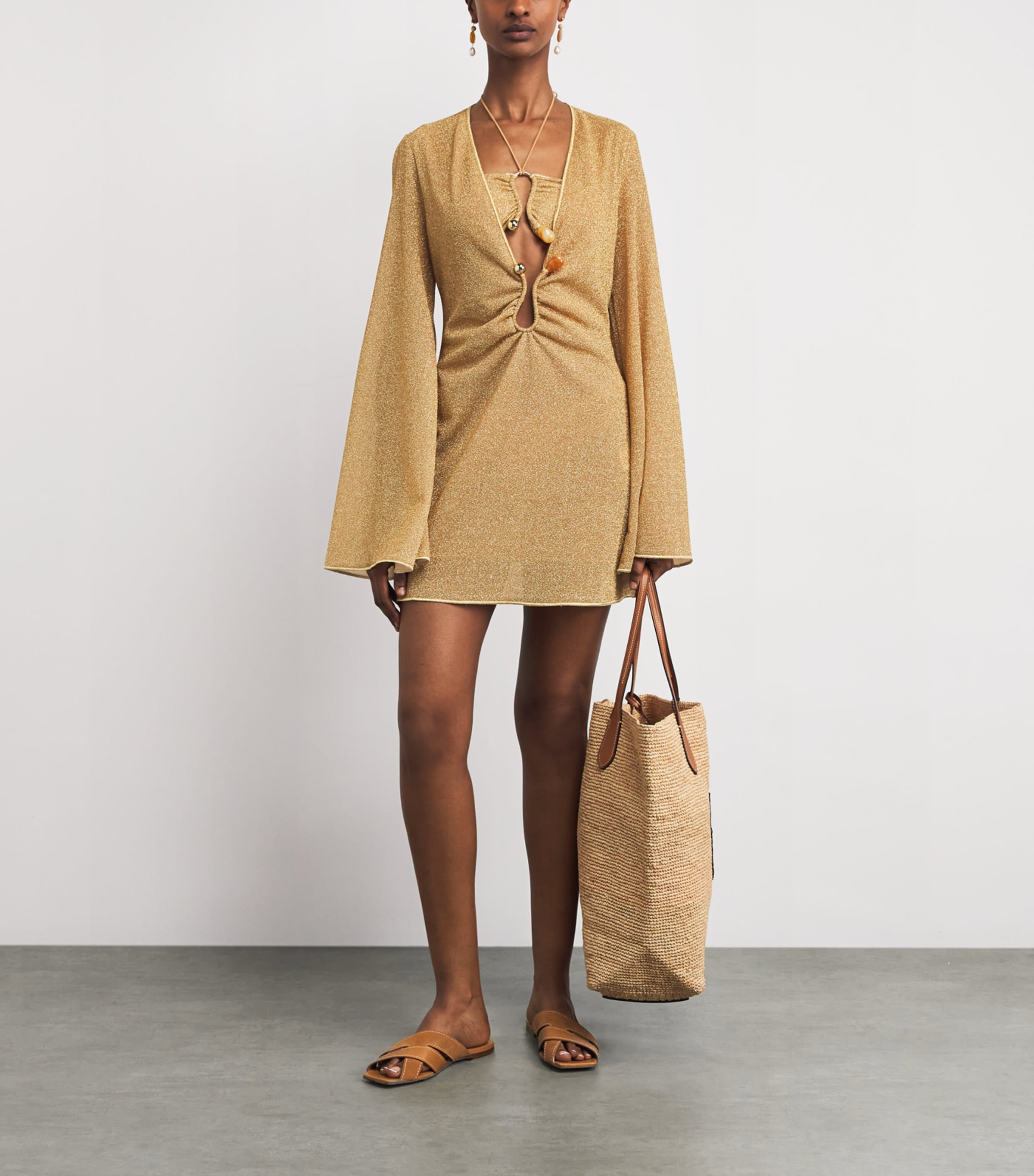 Oséree Womens Lumière Stones Kaftan Gold Image 2