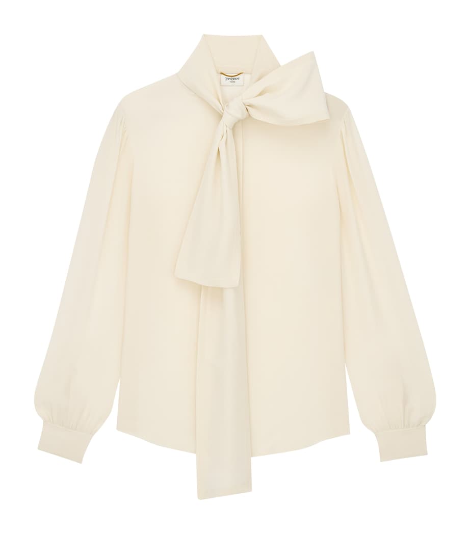 Saint Laurent Womens Silk Pussybow Blouse Image 1