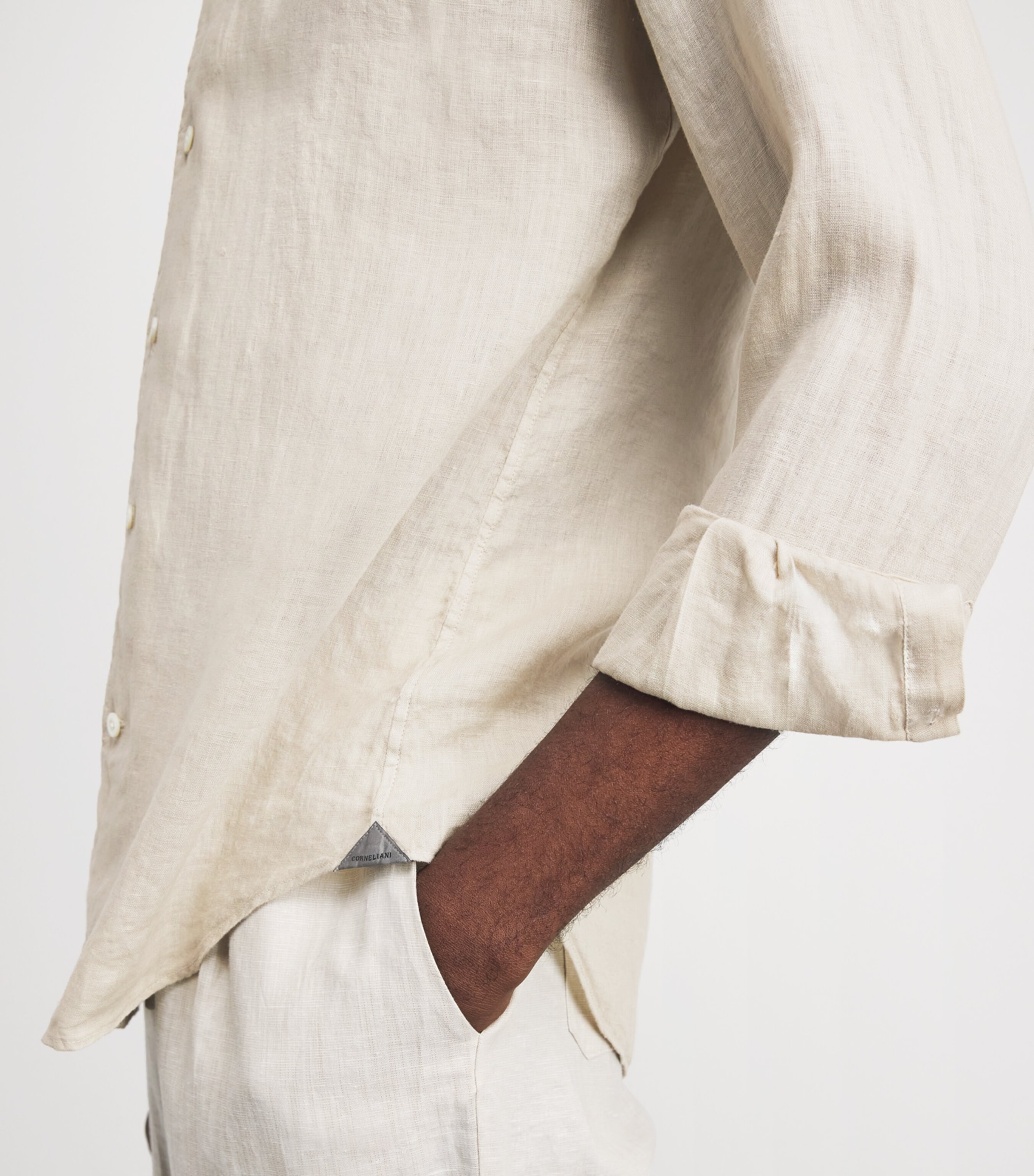 Corneliani Mens Linen Shirt Grey Piece Image 3