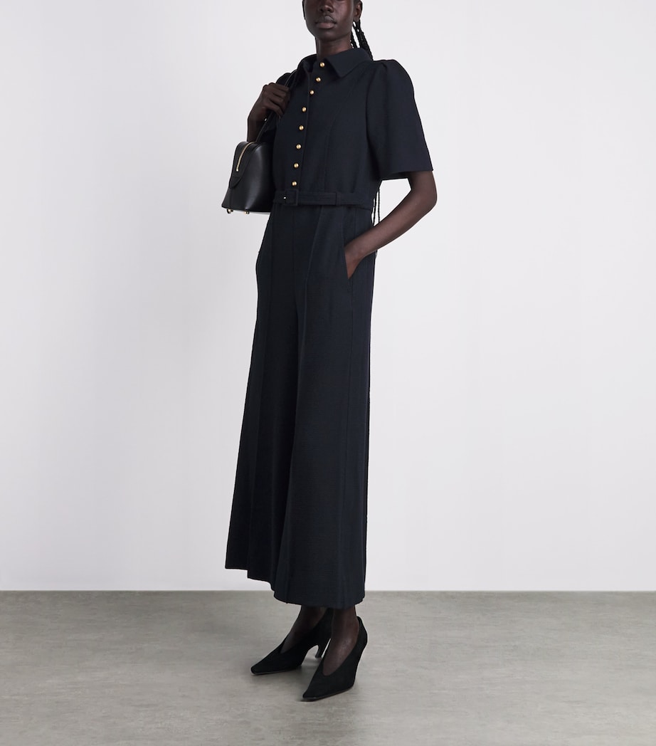 ME+EM Womens Cropped Wide-Leg Jumpsuit Navy Image 2