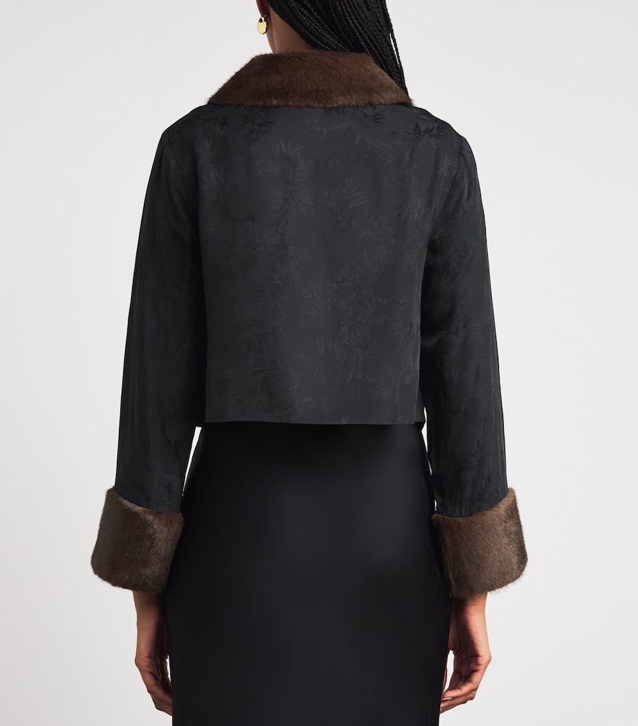 Rixo Womens Faux Fur-Trimmed Jacquard Luanne Jacket Black Image 5