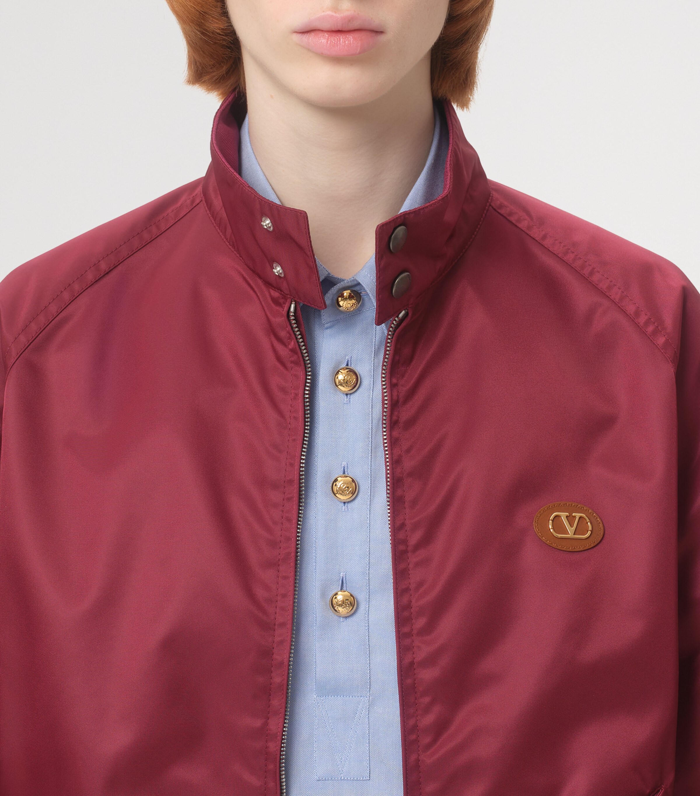 Valentino Garavani Mens Satin-Effect VLogo Bomber Jacket Image 6