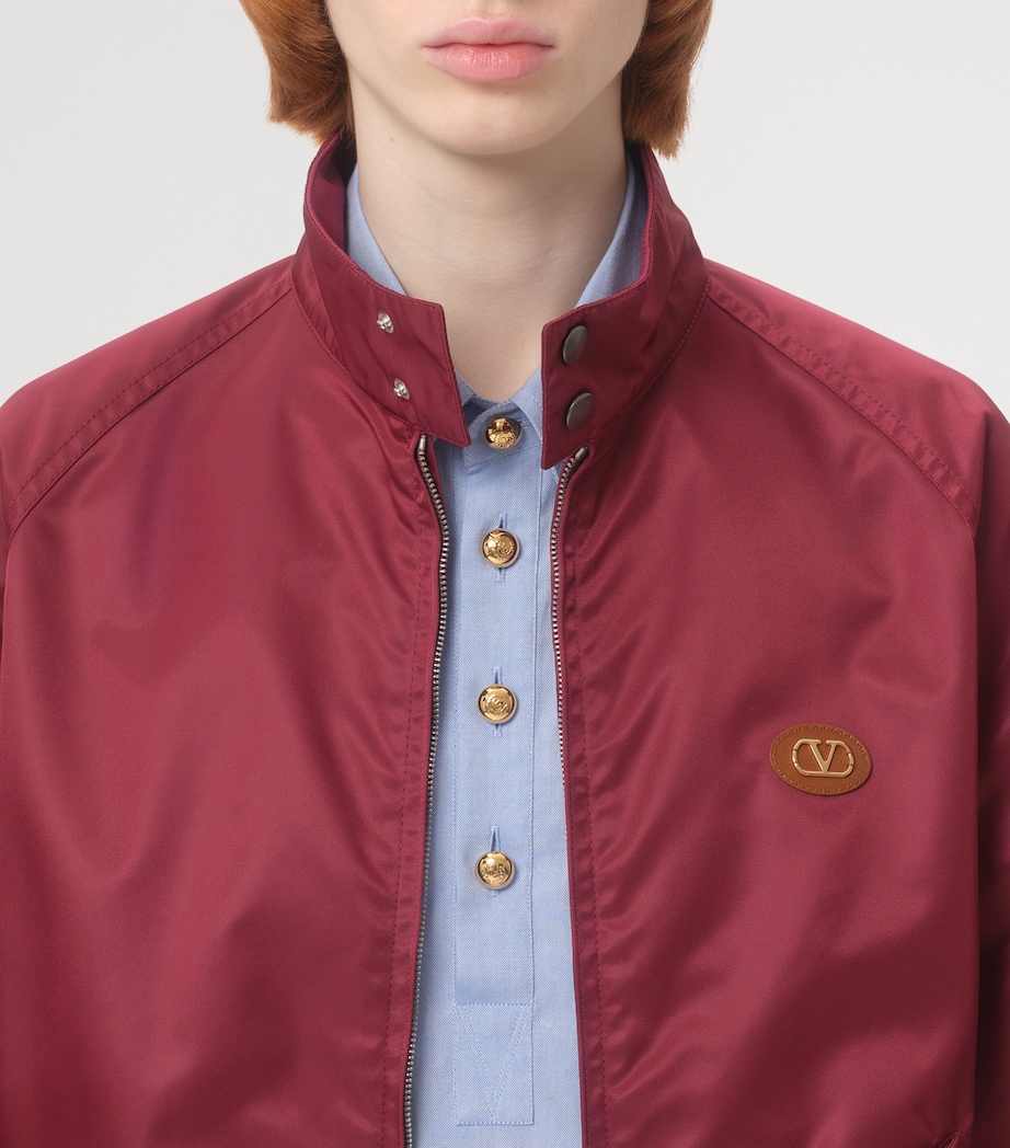 Valentino Garavani Mens Satin-Effect VLogo Bomber Jacket Image 6