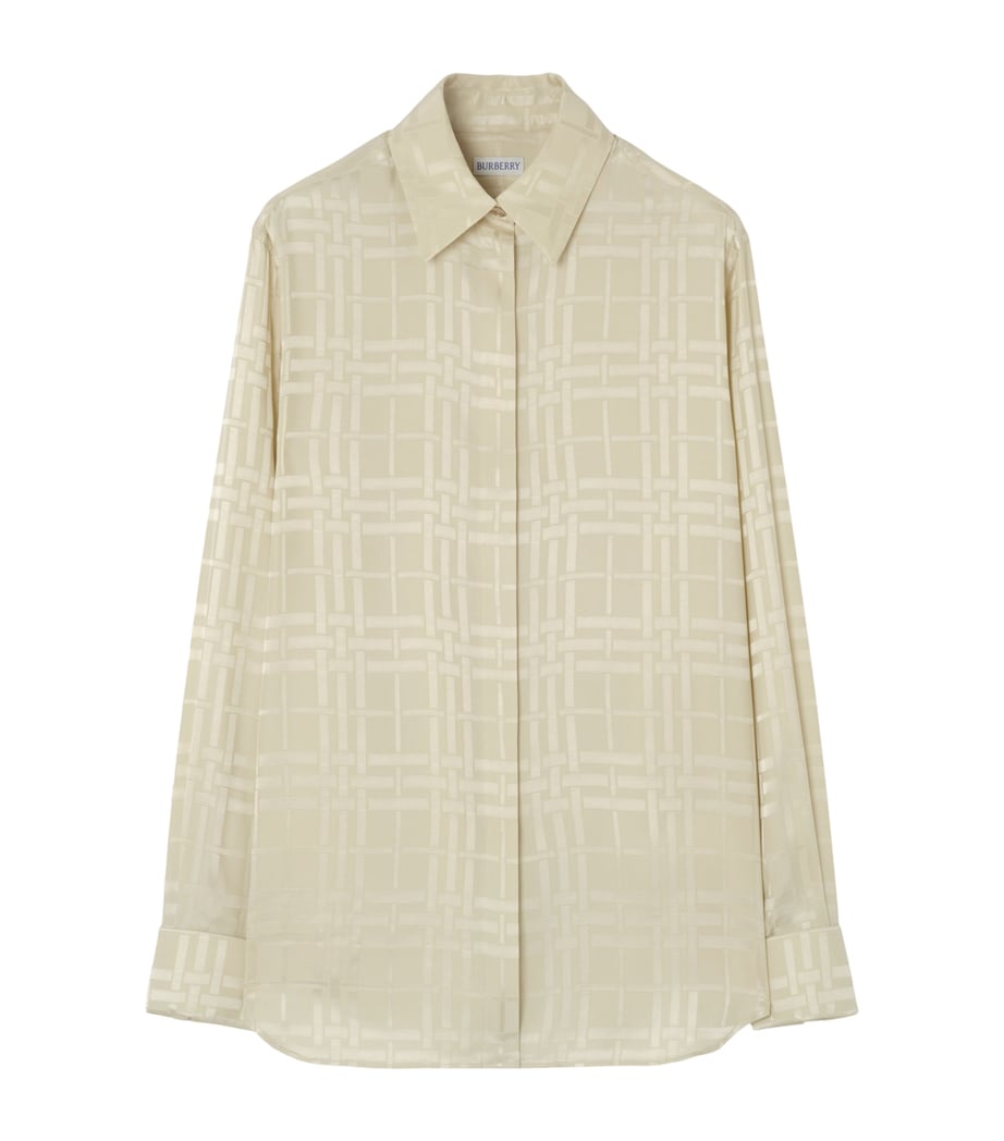 Burberry Womens Silk Check Shirt Champagne White Image 1