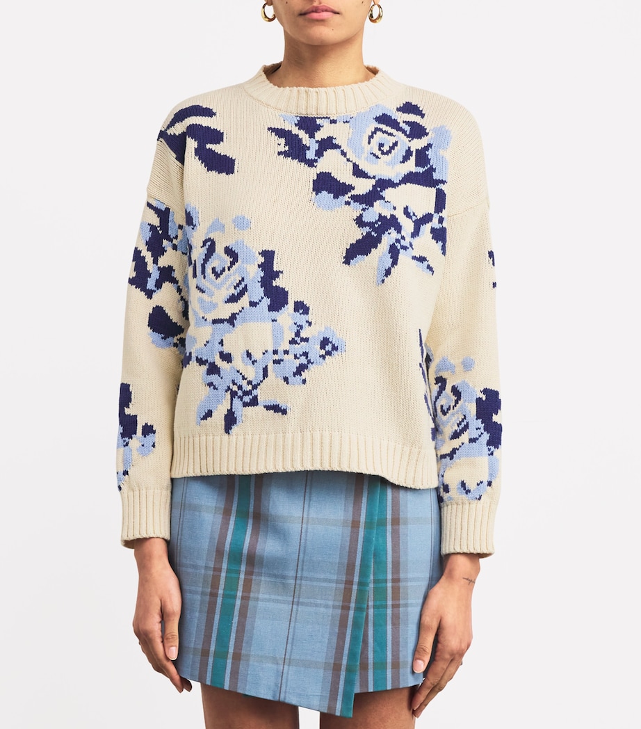 Oversized Floral Sweater LIGHT BLUE Image 3