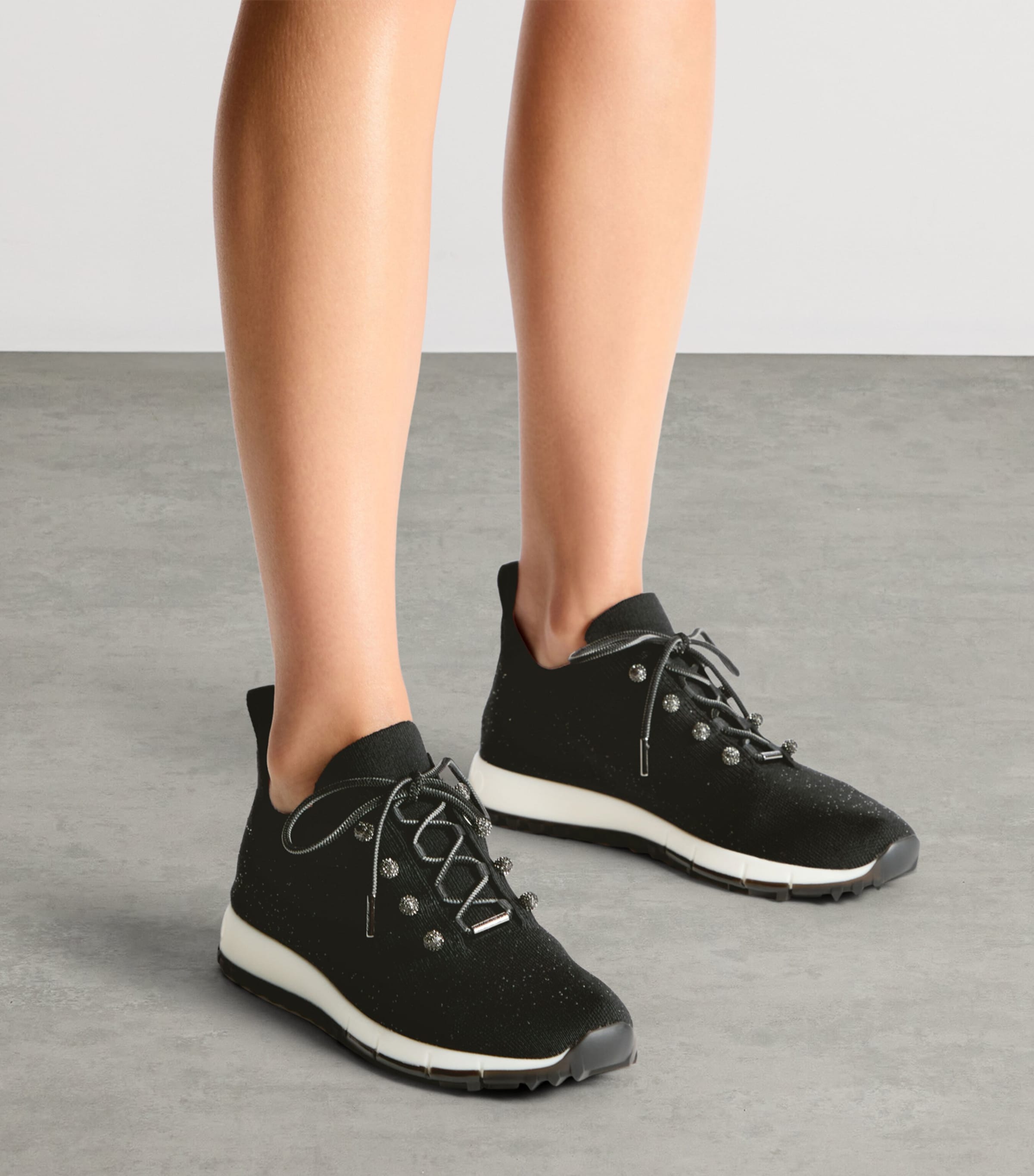 Jimmy Choo Veles Knitted Glitter Sneakers X Black Image 2