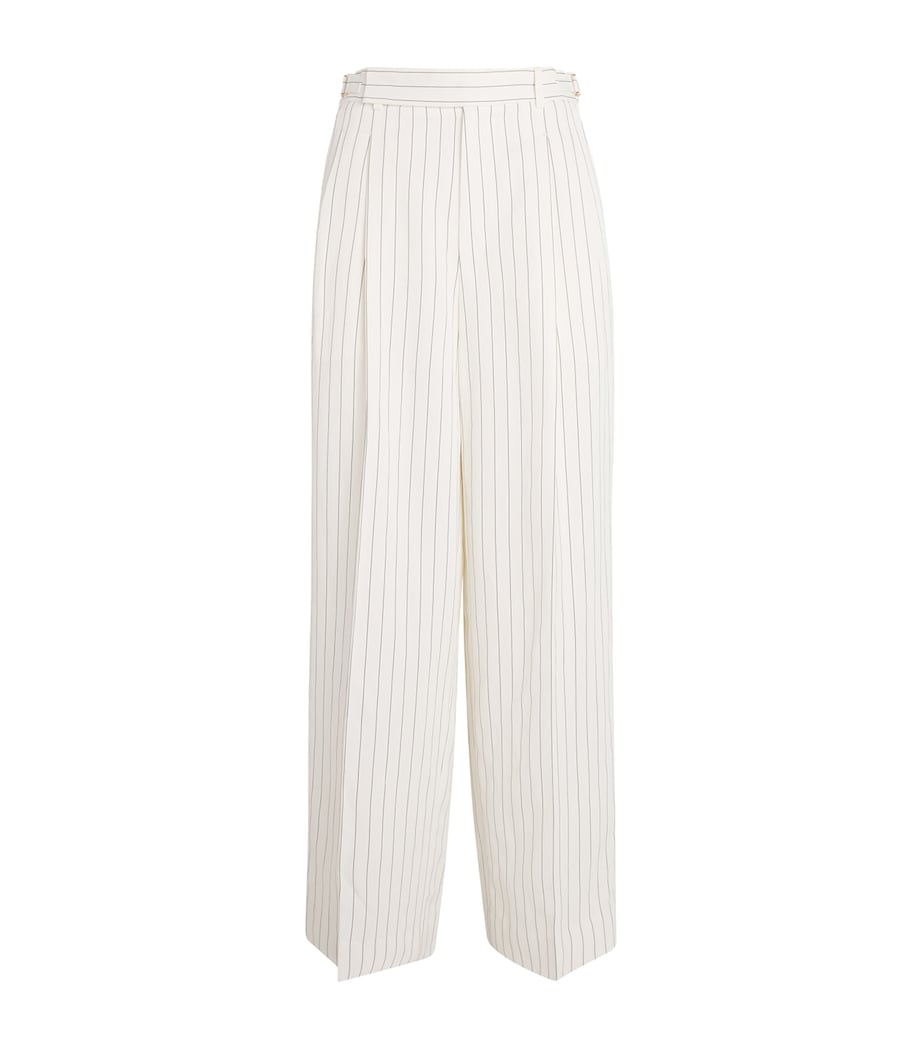 Sandro Paris Womens Stripe Wide-Leg Tailored Trousers Ecru / Black Image 1