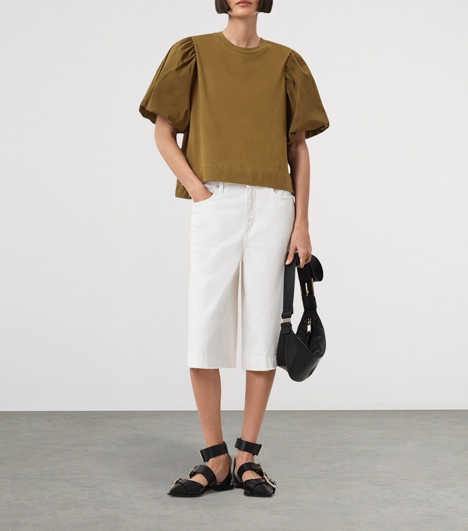 AllSaints Womens Organic Cotton Jess T-Shirt Fango Green Image 3