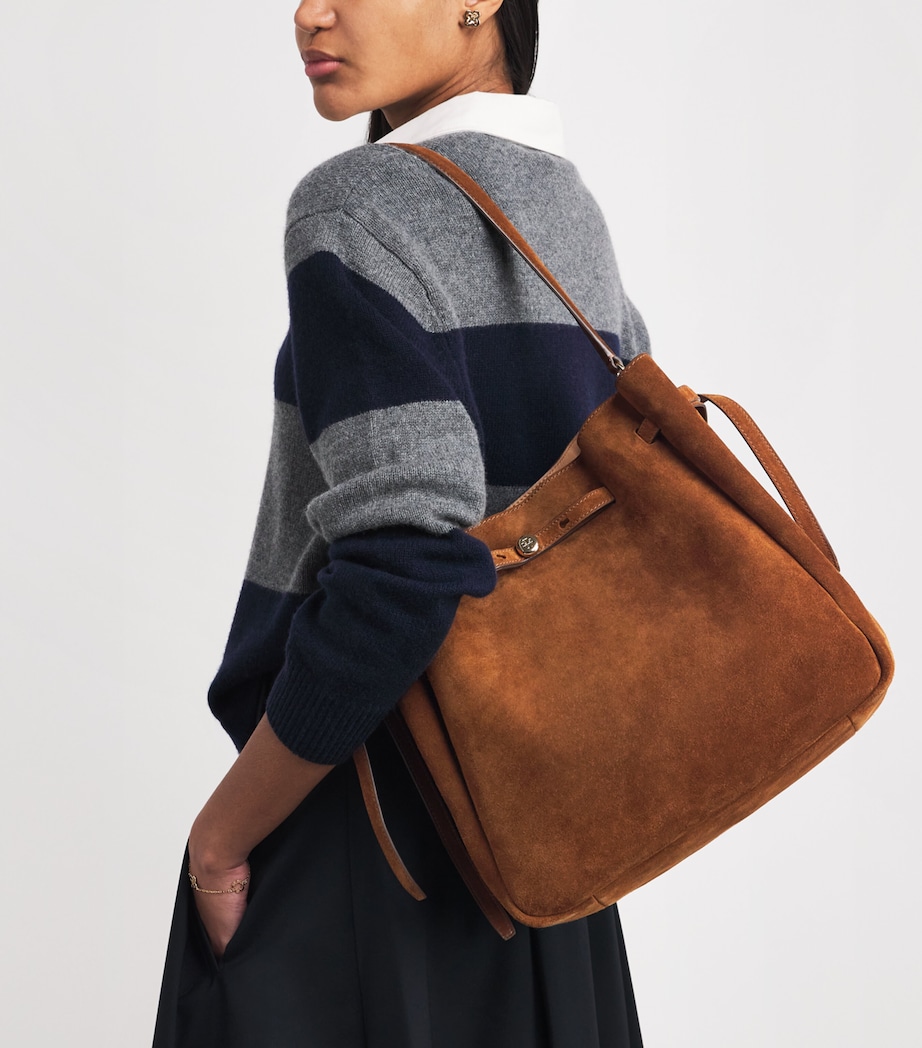 Large Suede Romy Bucket Bag CARAMEL Image 5