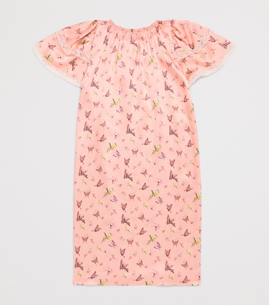 Amiki Silk Agnes Nightdress (2-14 Years) Dusty Pnk Bttrfls Image 2