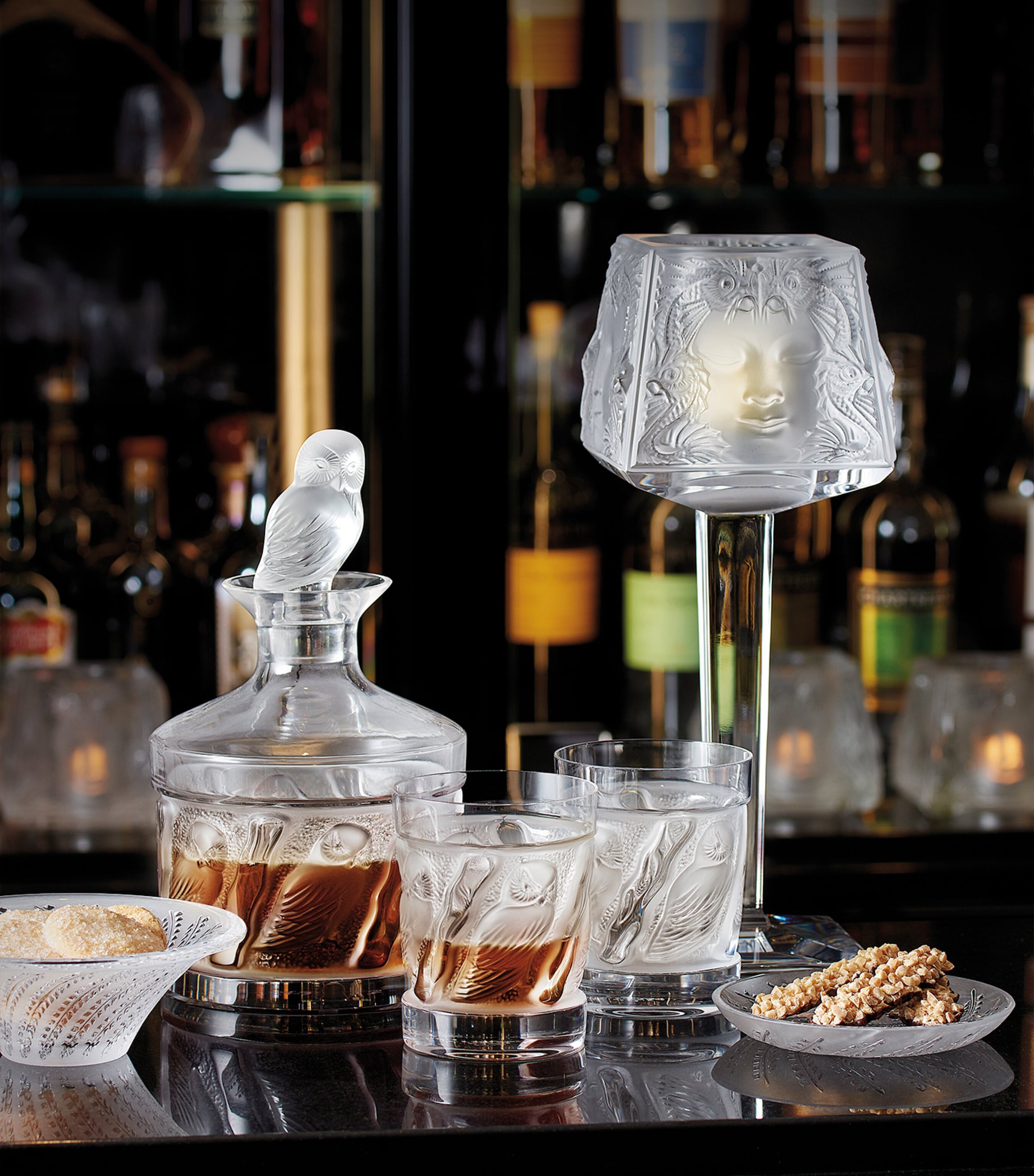 Lalique La Owl Crystal Decanter (850ml) | Dining | Glassware | Decanters & Carafes | Designers | Lalique