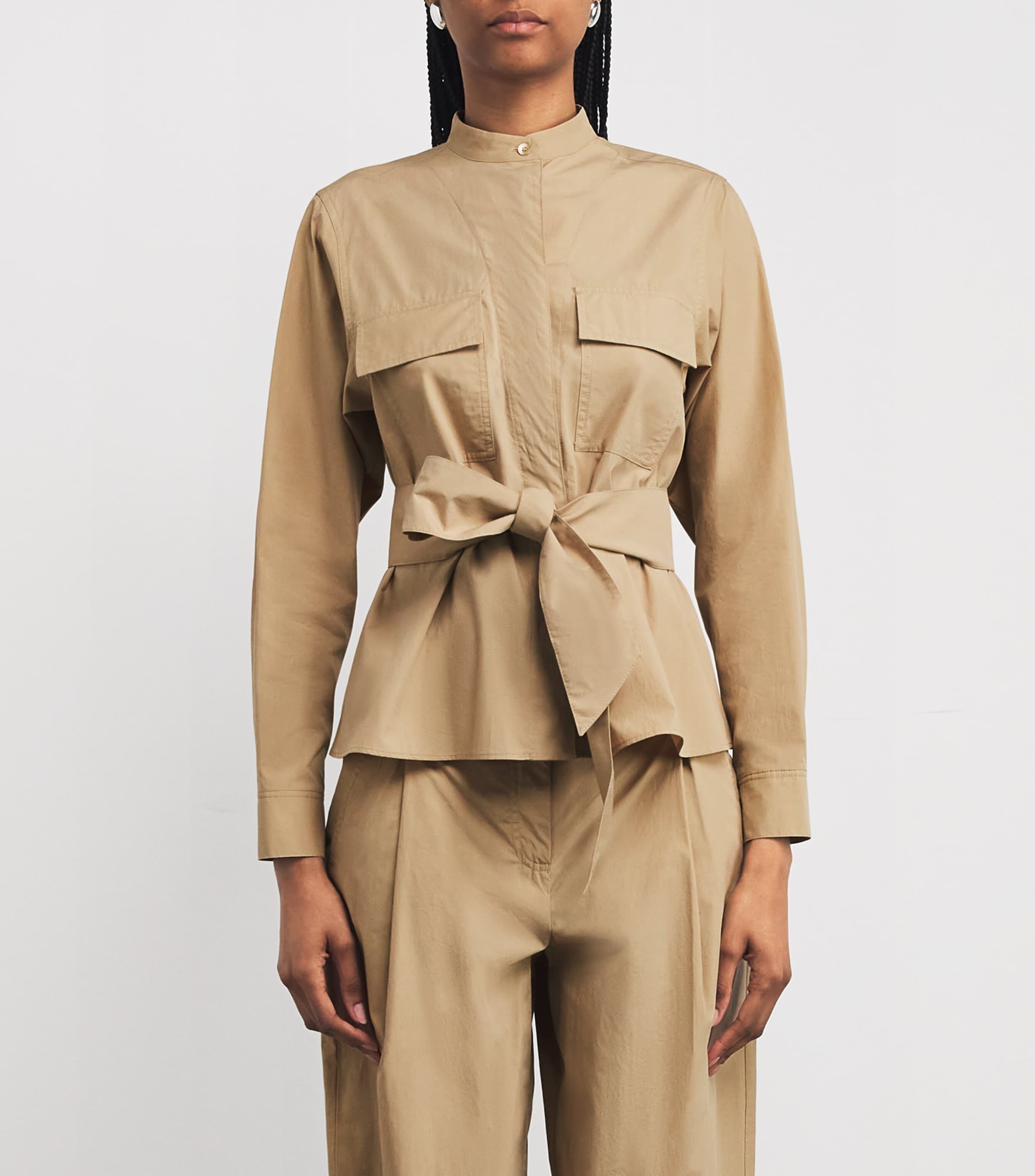 Cotton Poplin Belted Jacket BEIGE Image 3
