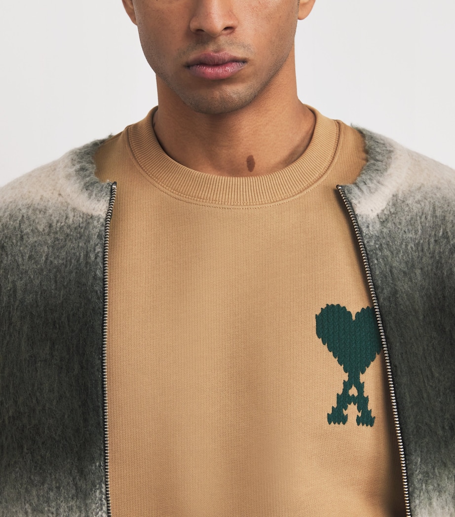 Cotton Logo Sweatshirt A047 CAMEL/EVERGREEN Image 6