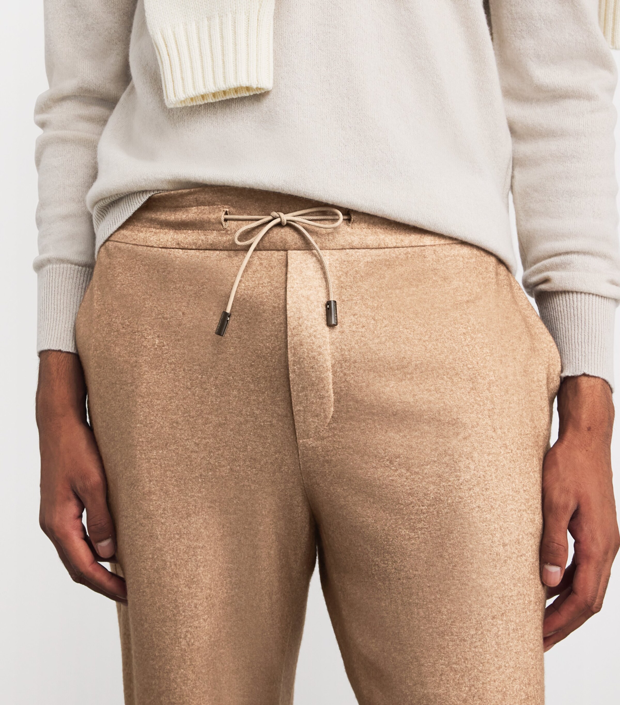 Cashmere-Silk Drawstring Trousers LIGHT BROWN 80030 Image 6