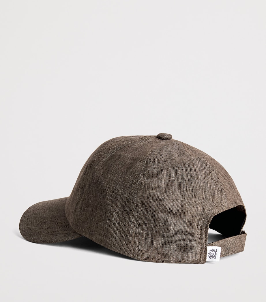 Sunspel Linen Cap Brgw Dark Walnu Image 3