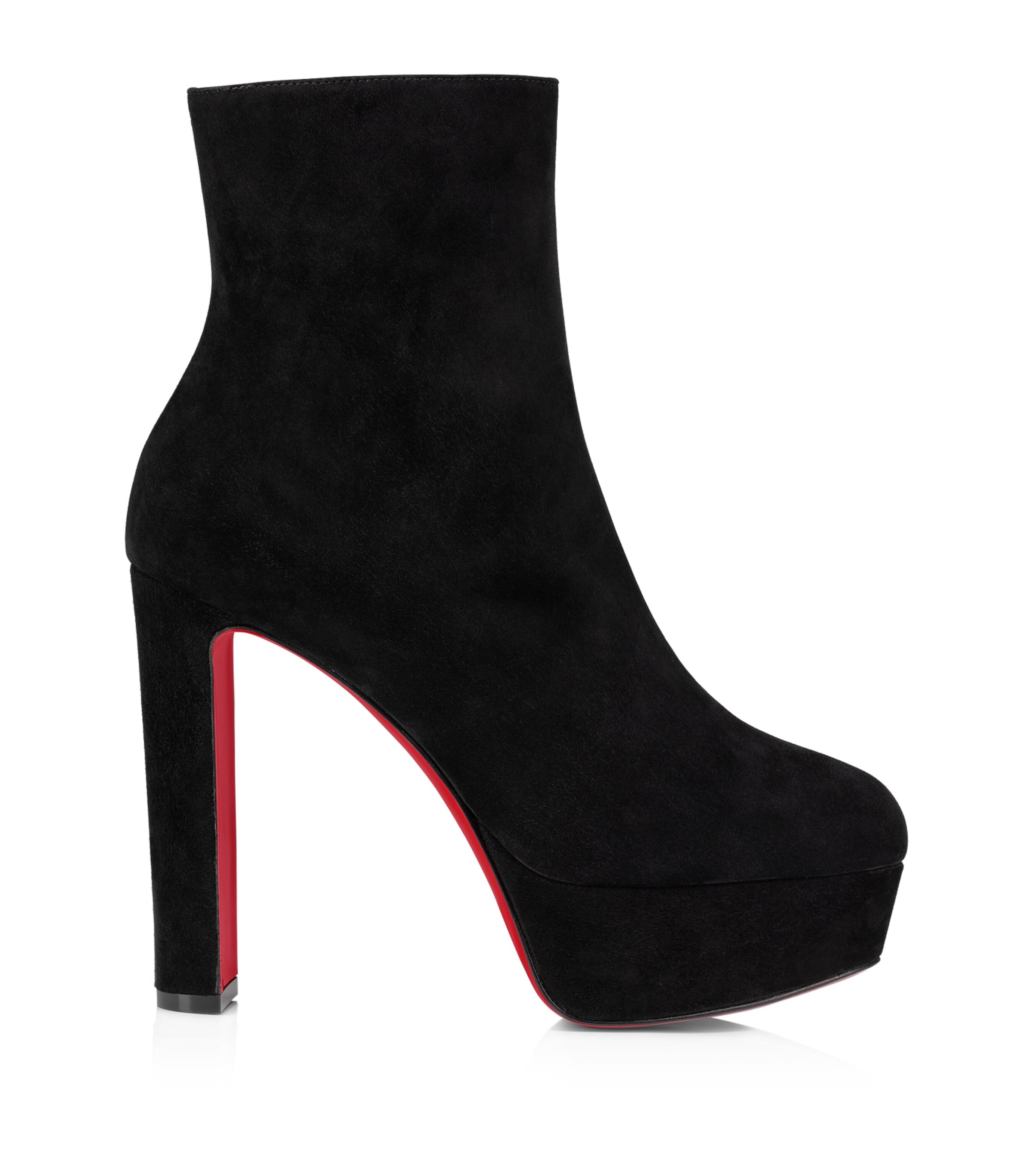 Christian Louboutin Loo Booty Suede Platform Boots 130 In Red