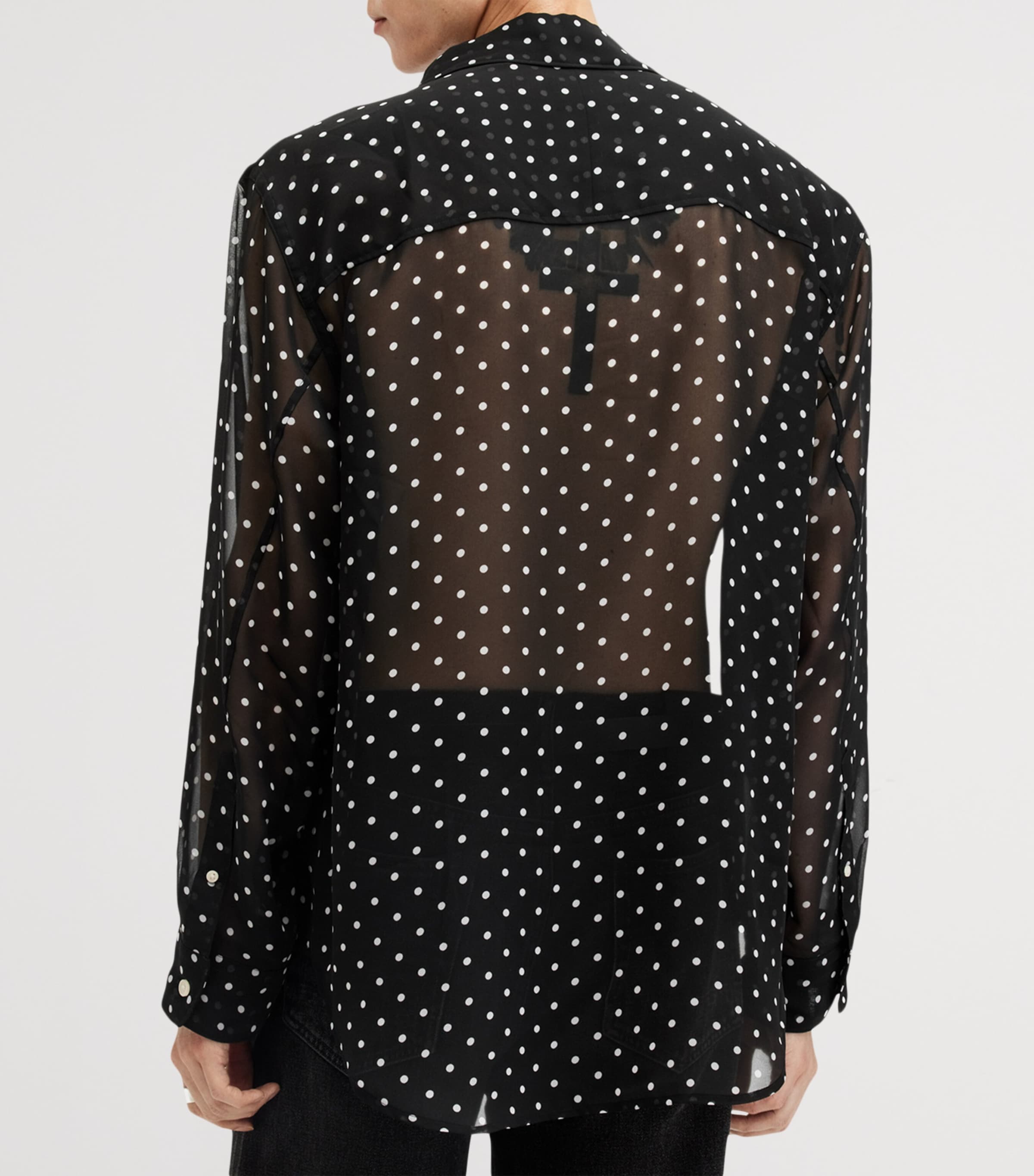 Sheer Polka Dot Sangha Shirt BLACK Image 6