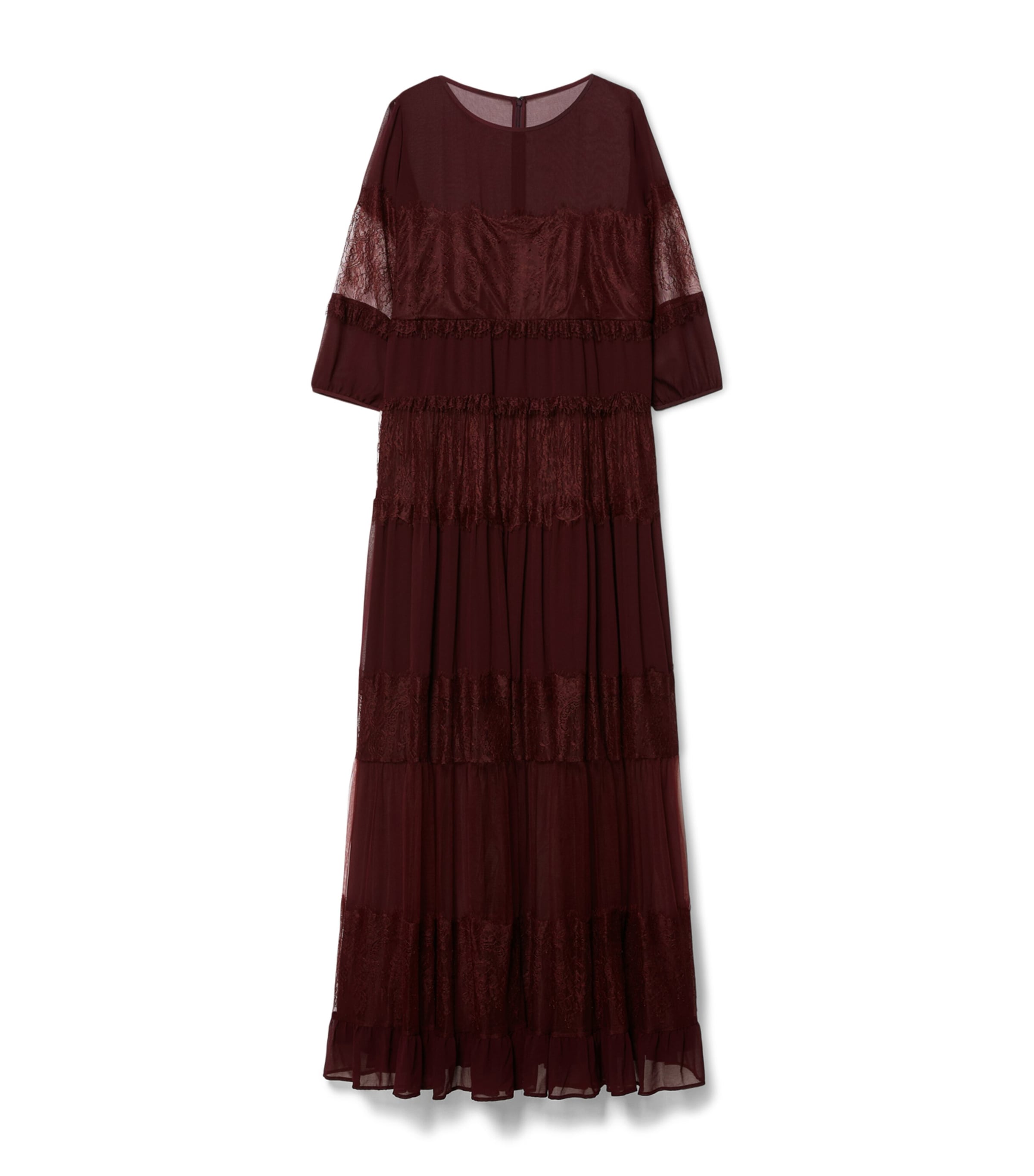 Marina Rinaldi Womens Lace-Detail Maxi Dress Red Purple Image 1