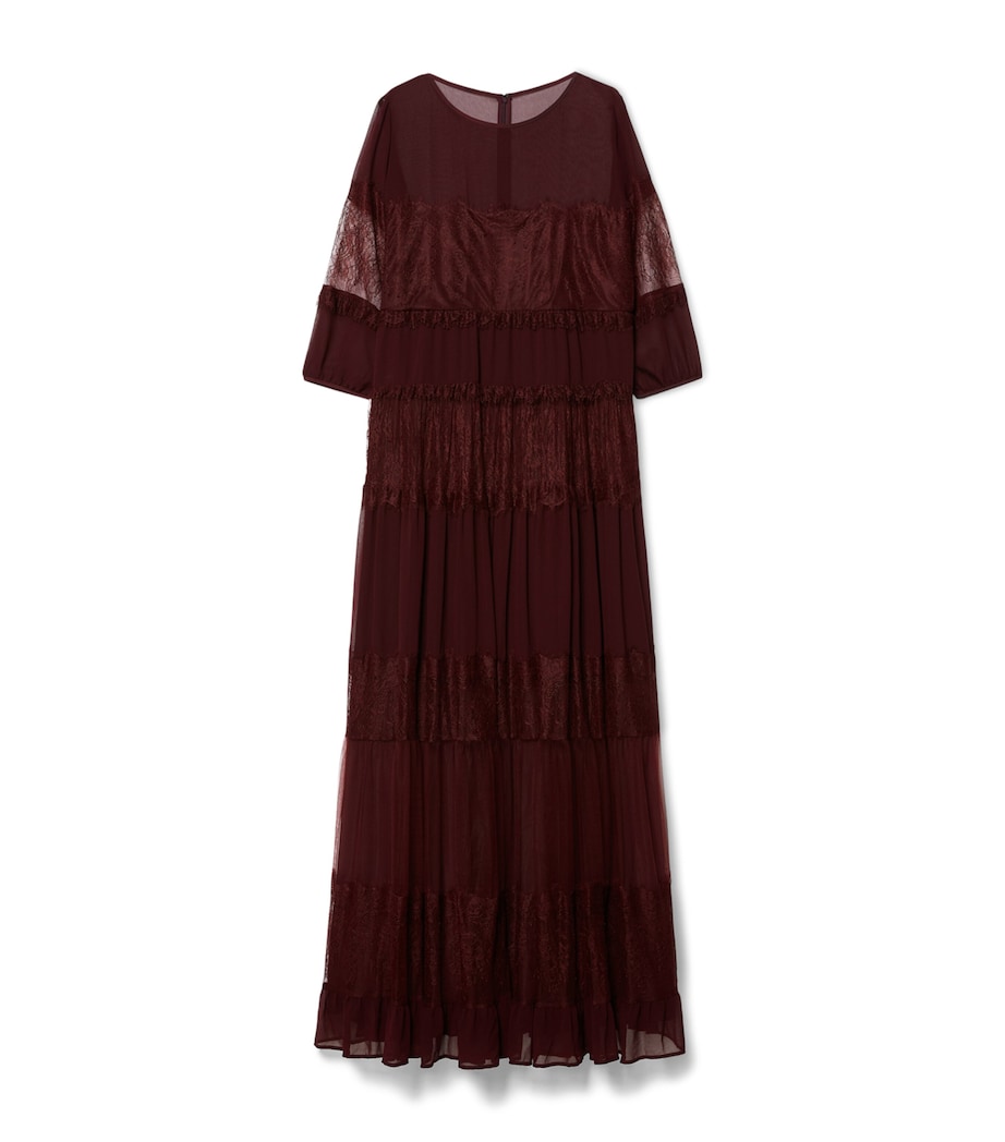 Marina Rinaldi Womens Lace-Detail Maxi Dress Red Purple Image 1