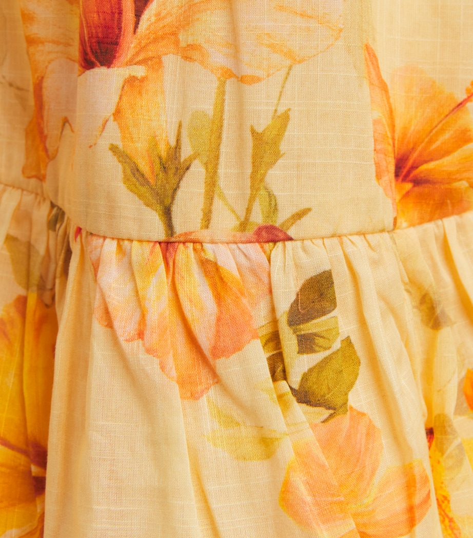 Zimmermann Kids Cotton Floral Mahon Dress (2-12 Years) Mango Hibiscus Image 3