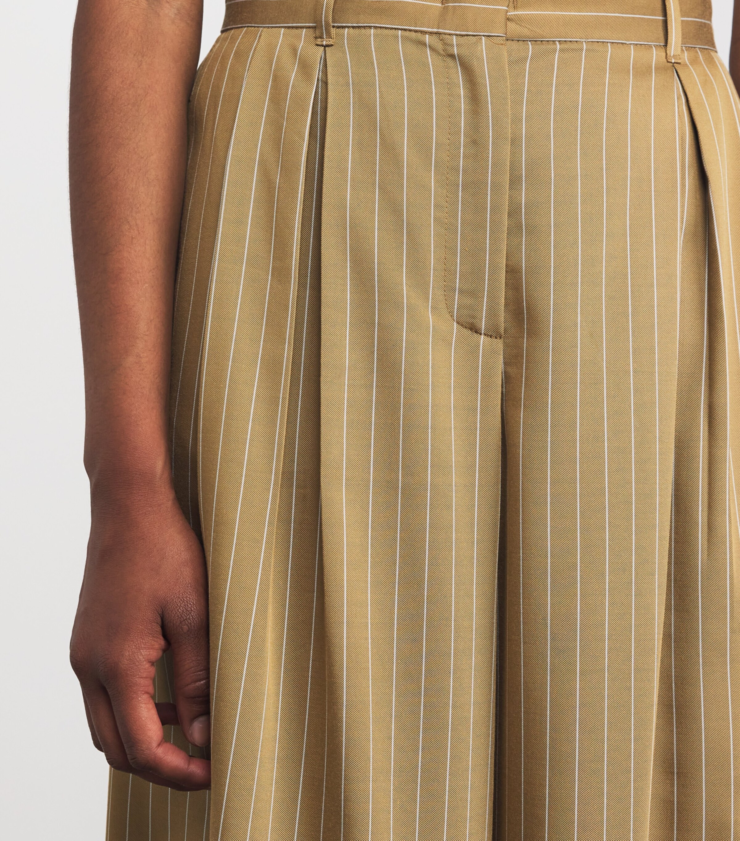 Pinstripe Wide-Leg Trousers OCHRE Image 6