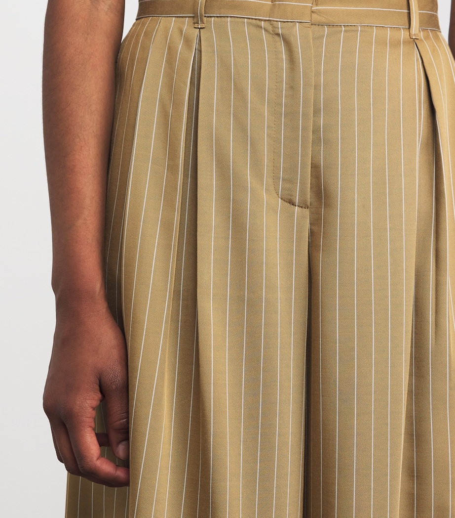 Pinstripe Wide-Leg Trousers OCHRE Image 6