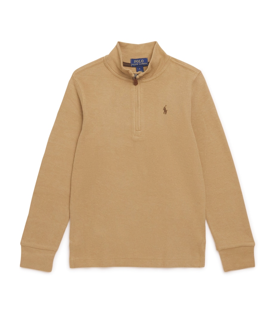 Cotton Quarter-Zip Sweater (2-7 Years) CAMEL Image 1