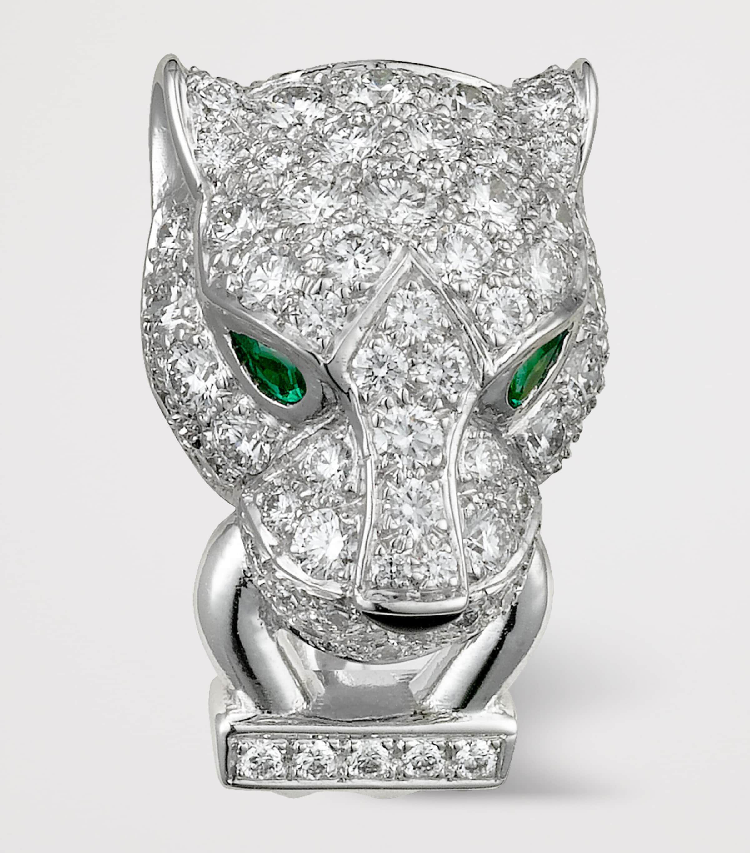 Cartier White Gold, Diamond, Emerald and Onyx Panthère de Cartier Earrings White Gold Image 4