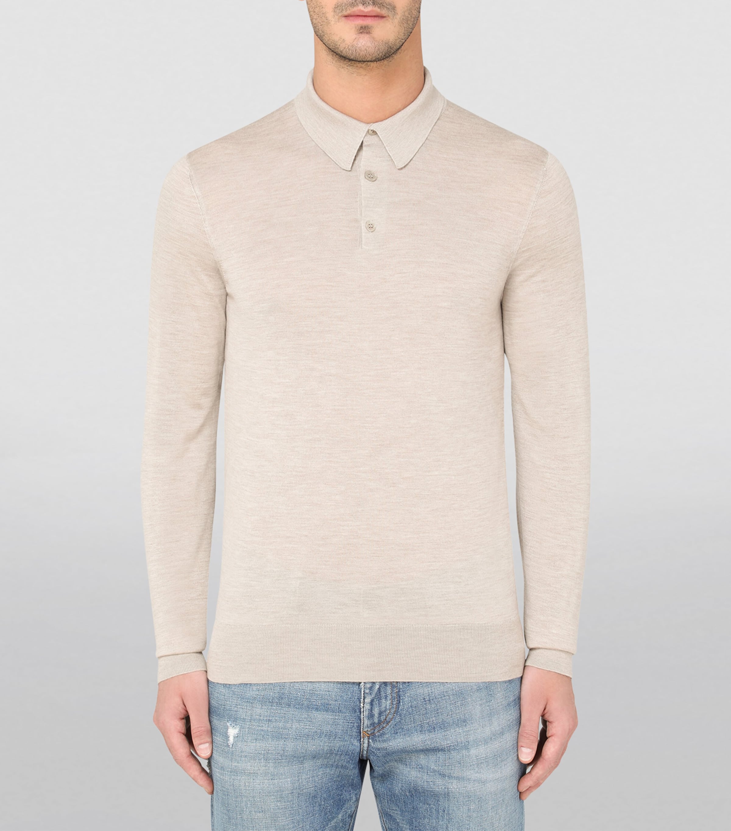 Dolce&Gabbana Mens Cashmere Polo-Style Sweater Beige Image 3