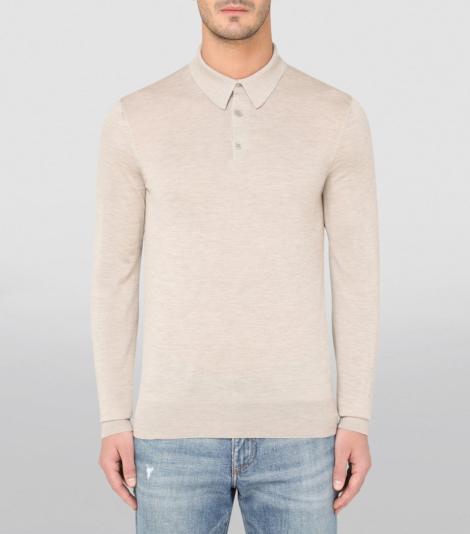 Dolce&Gabbana Mens Cashmere Polo-Style Sweater Beige Image 3