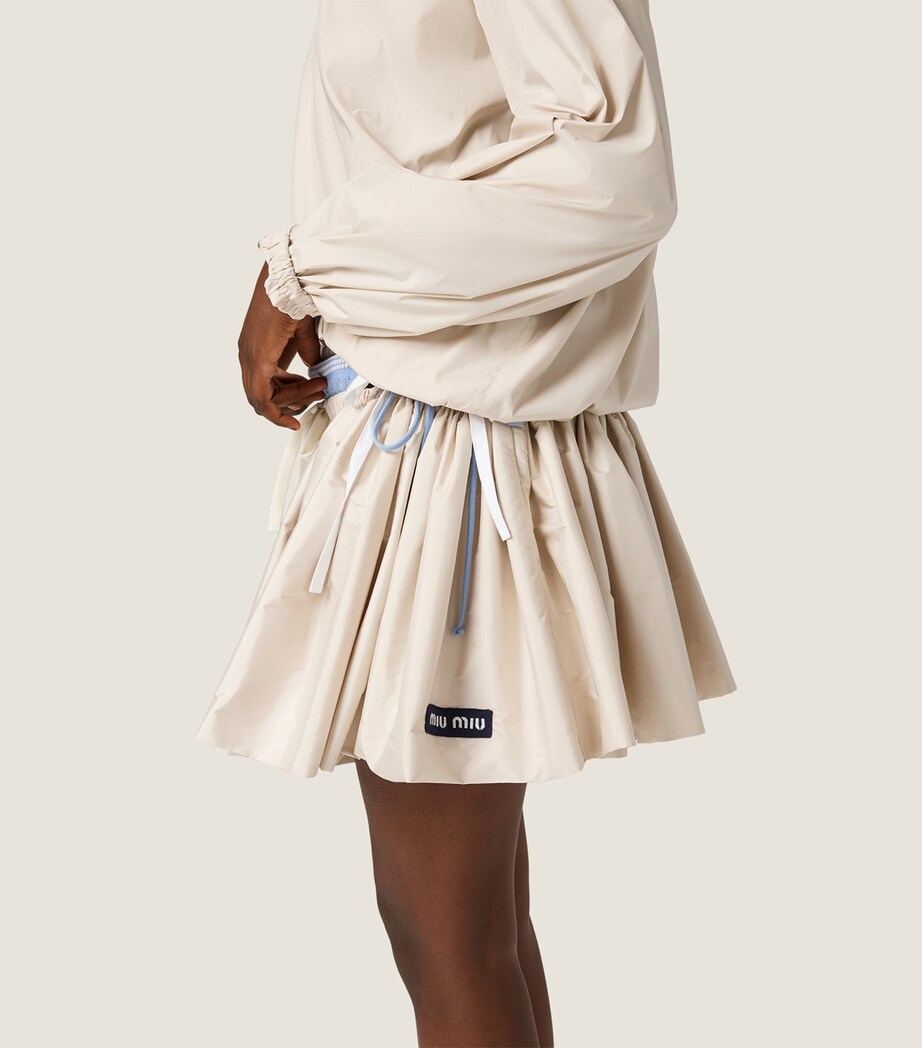 Miu Miu Womens Gathered Drawstring Mini Skirt Powder Image 5