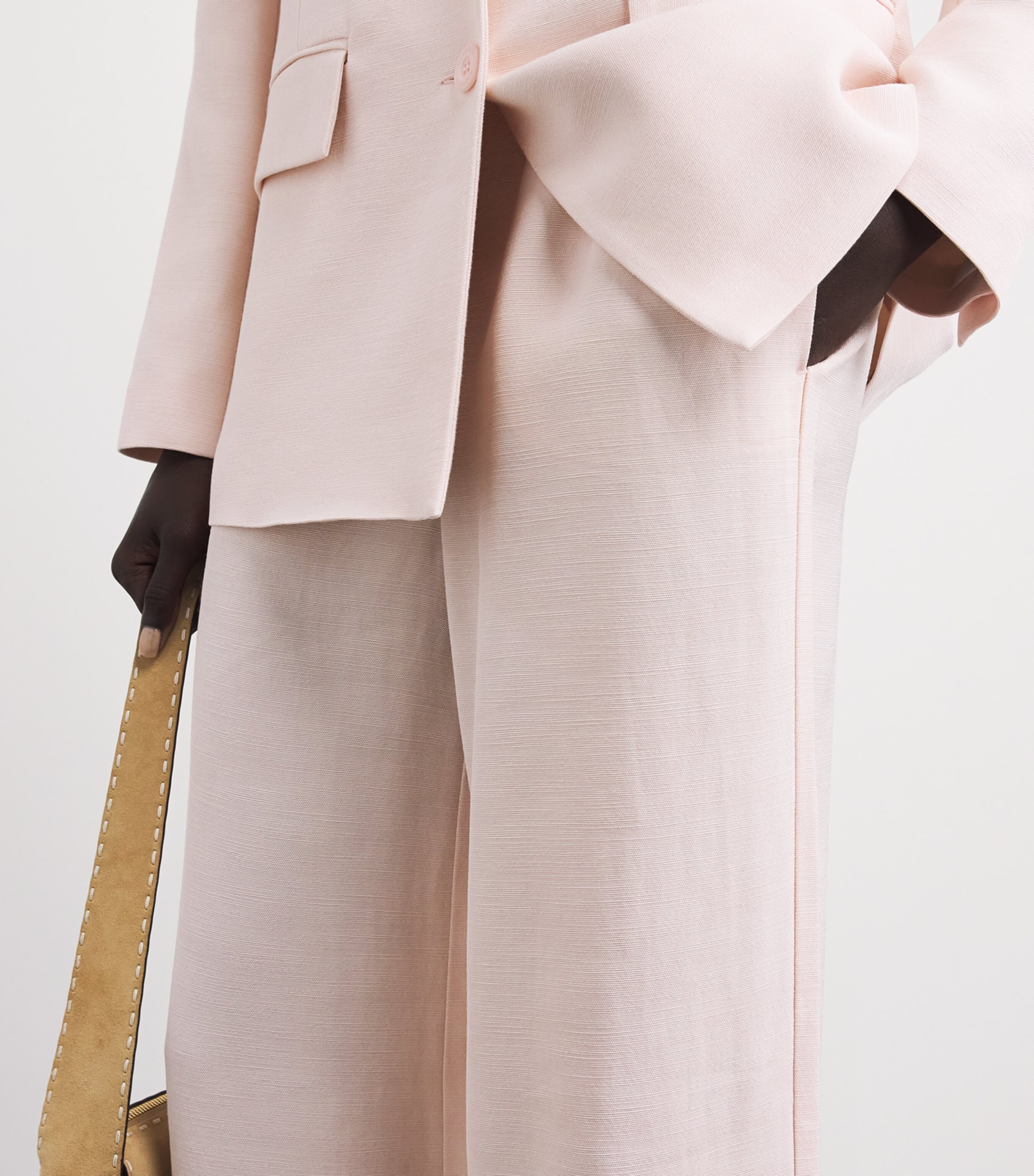 Claudie Pierlot Womens Wide-Leg Trousers Pale Pink Image 3