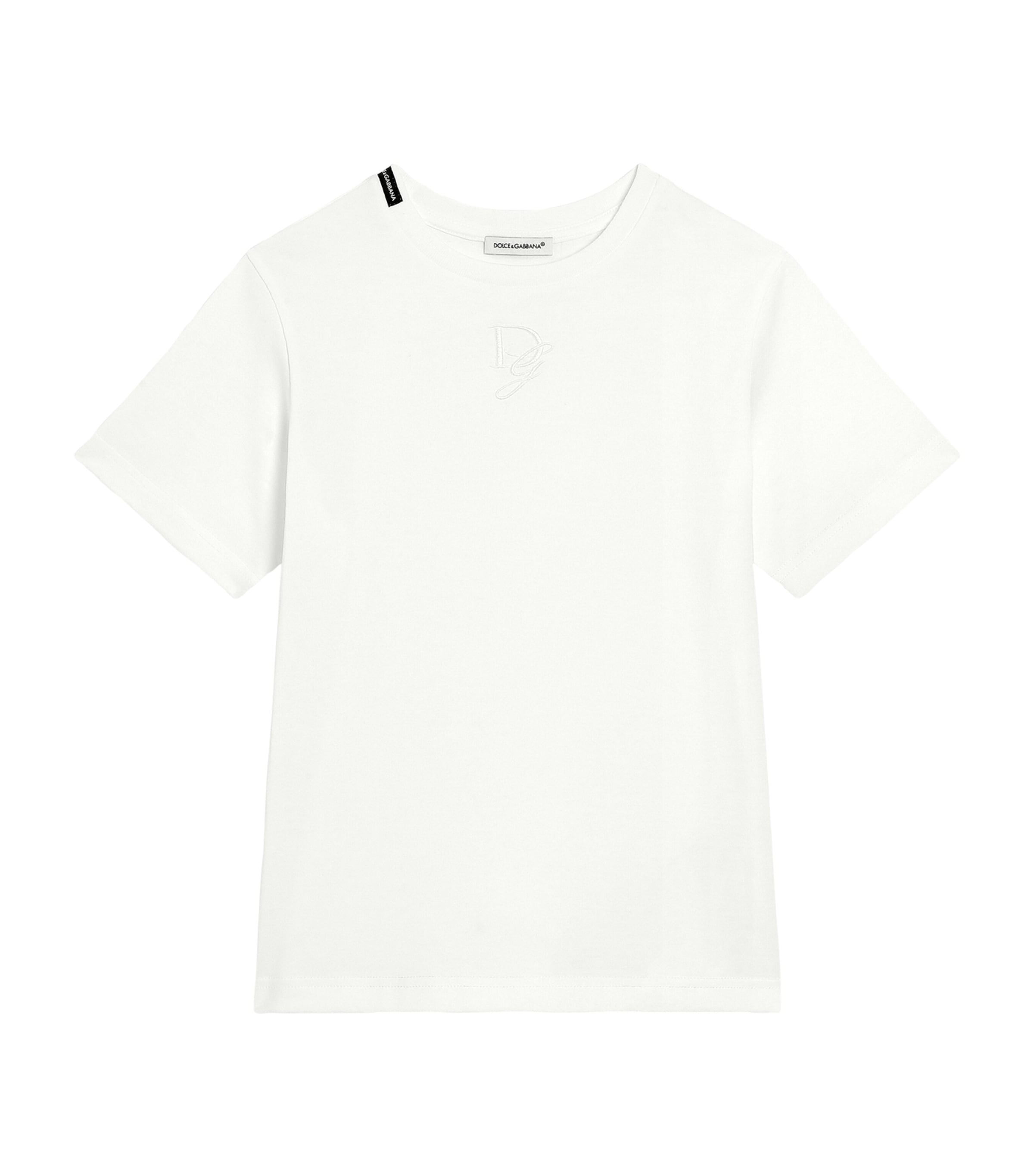 Cotton Embroidered T-Shirt (8-12+ Years) W0111-WHITE Image 1