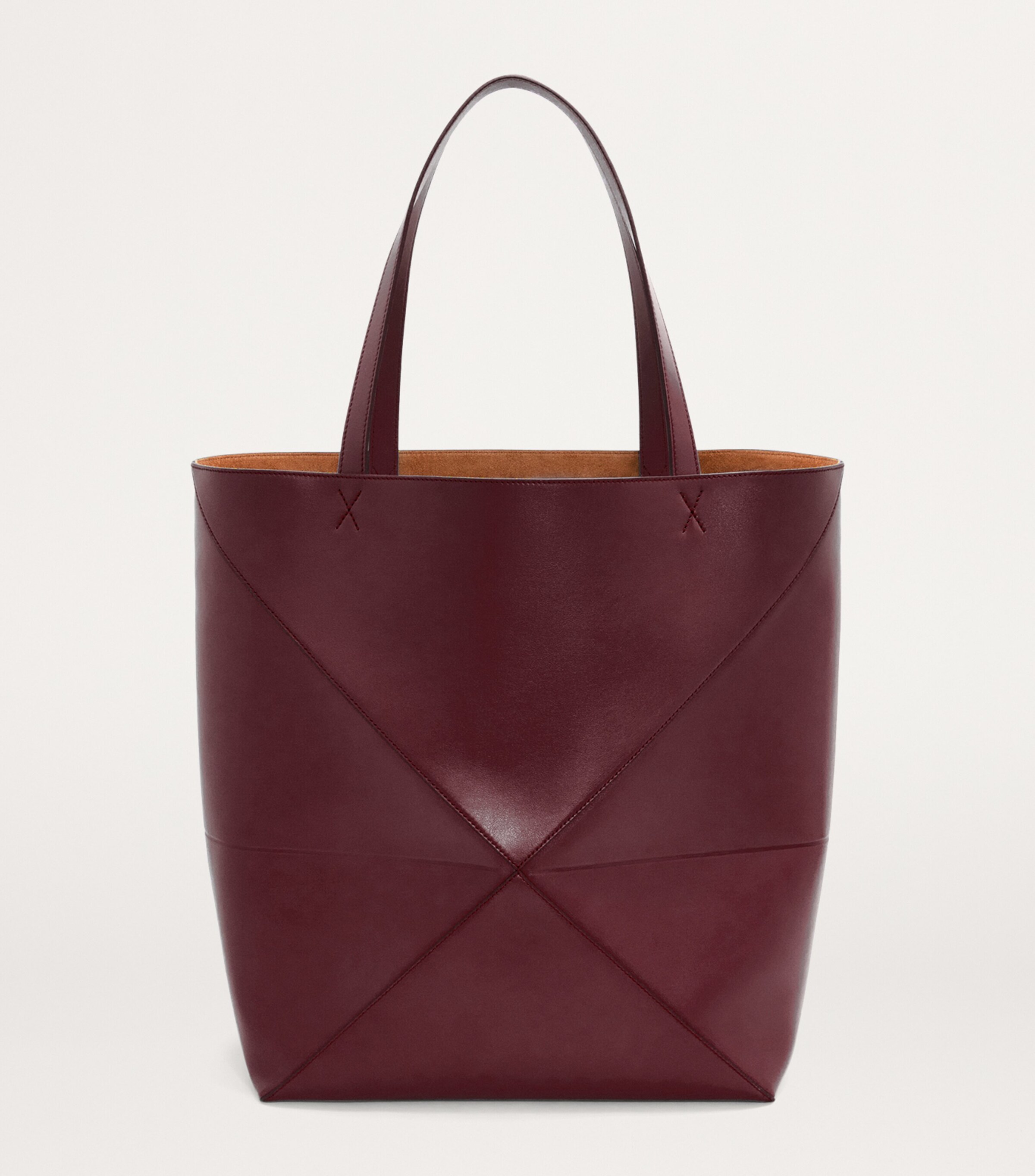 LOEWE Mens XL Leather Puzzle Fold Tote Bag Dark Burgundy Image 3