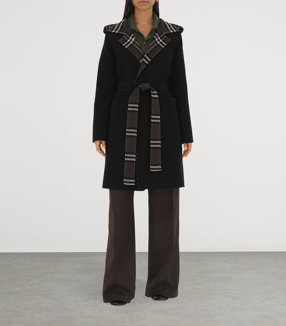 Wool Reversible Car Coat BLACK Image 2