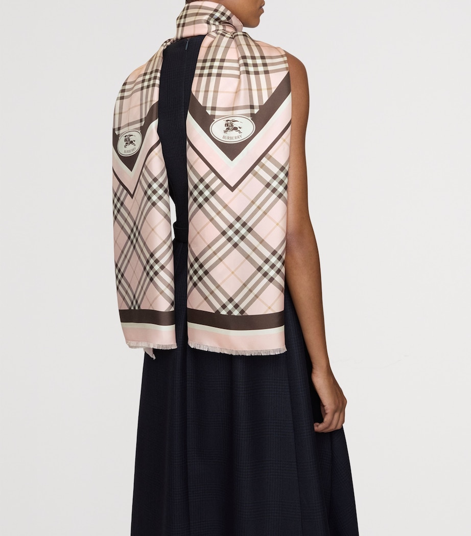 Silk Check Knight Motif Scarf BOW PINK Image 4