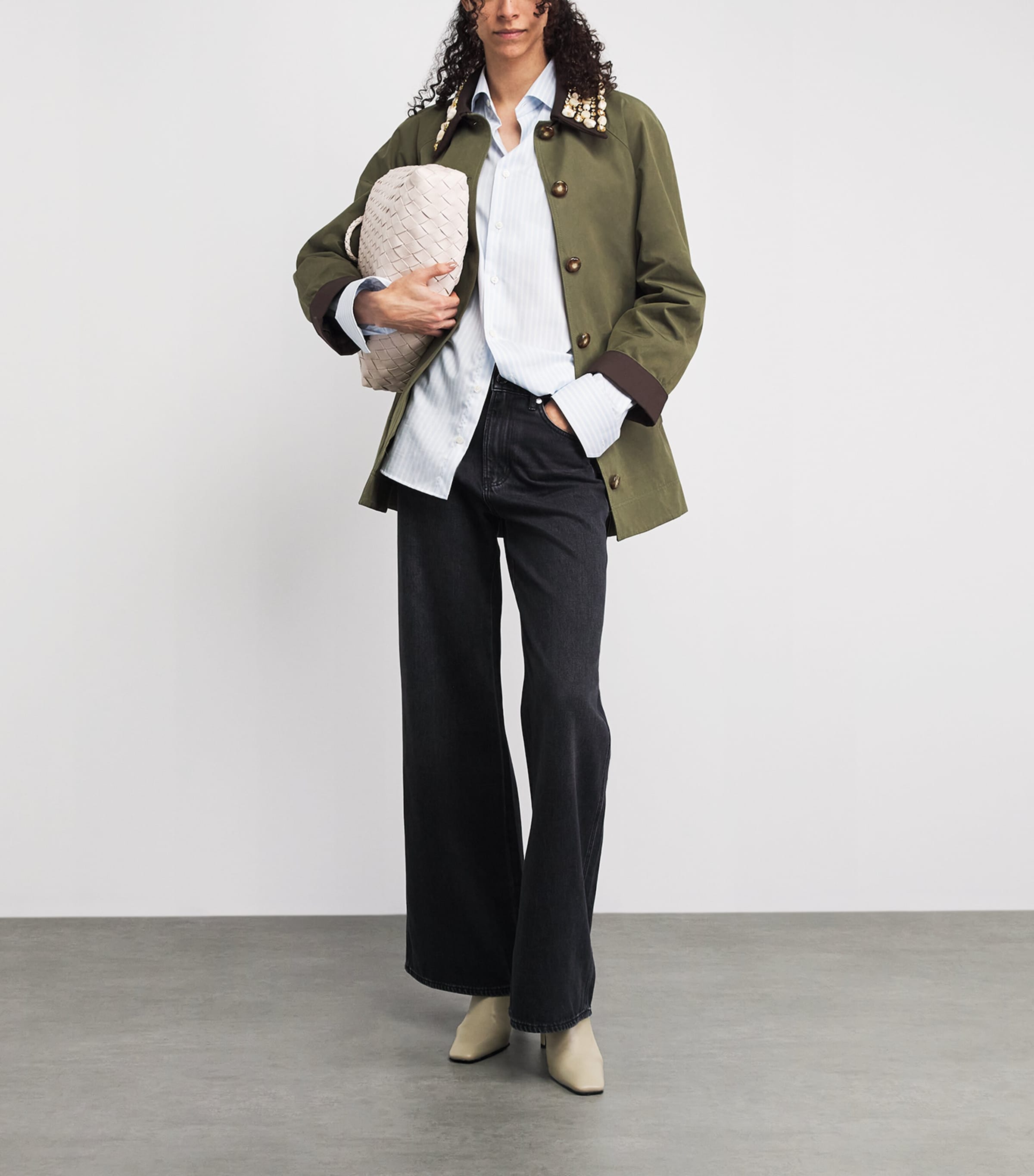 Veronica Beard Womens Water-Resistant Langham Dickey Coat Stone Army Image 2