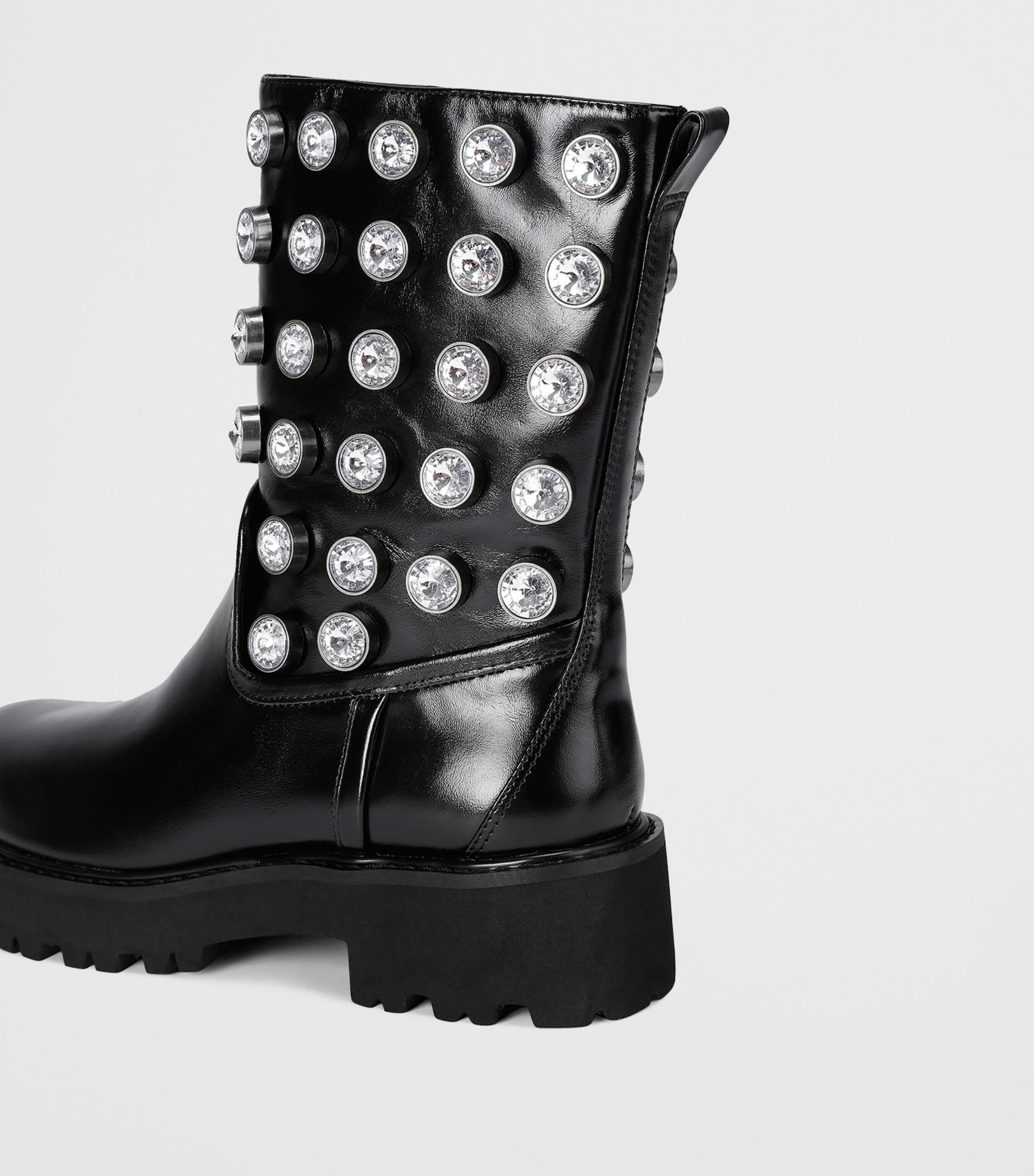 Patent Leather Embellished Octavia Ankle Boots BLK/OTHER Image 2