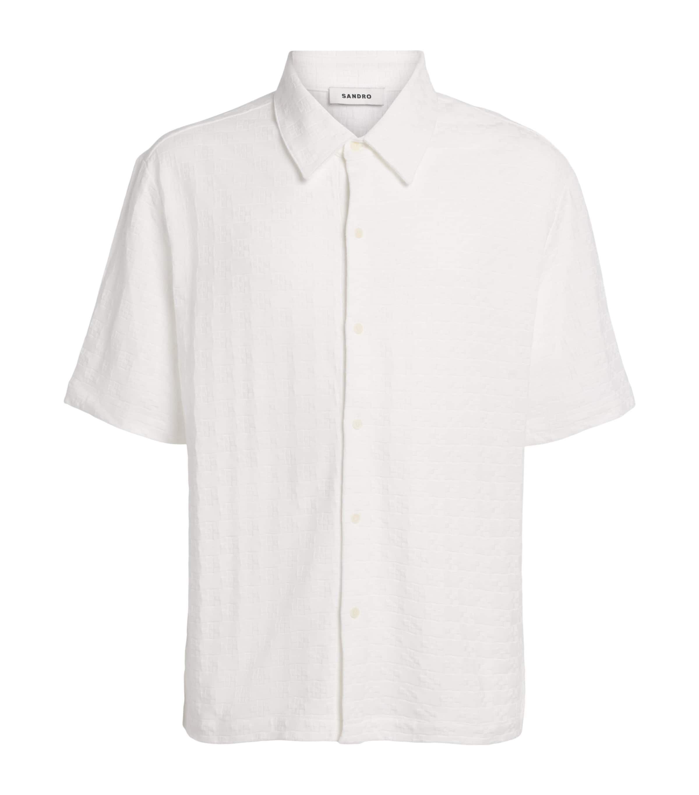 Sandro Paris Mens Cotton Jacquard Shirt White Image 1