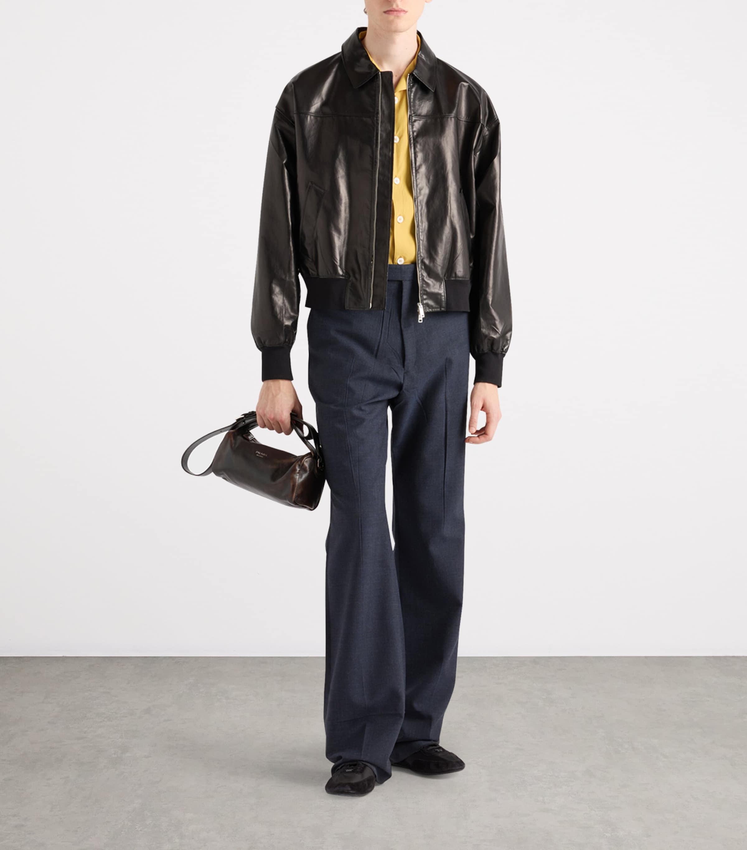 Leather Bomber Jacket F049N Image 2