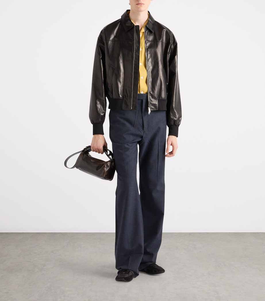 Leather Bomber Jacket F049N Image 2