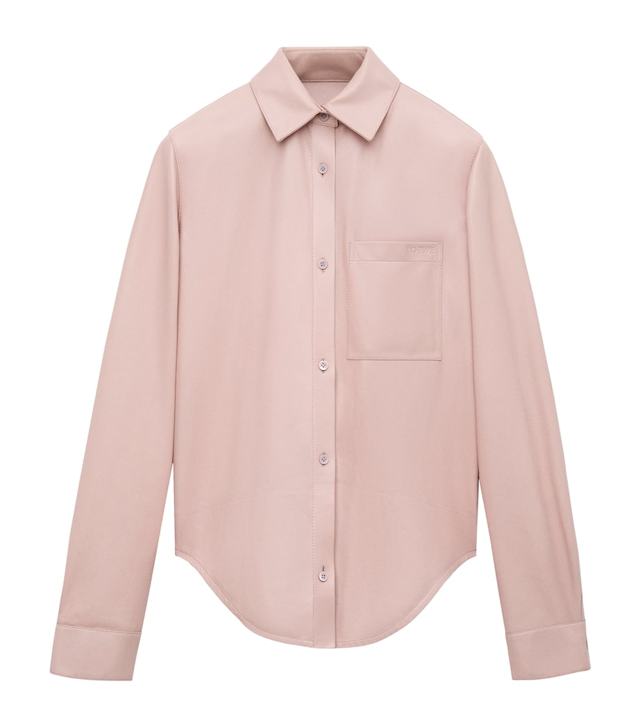 LOEWE Womens x Paula's Ibiza Leather Logo Shirt Light Pink Image 1