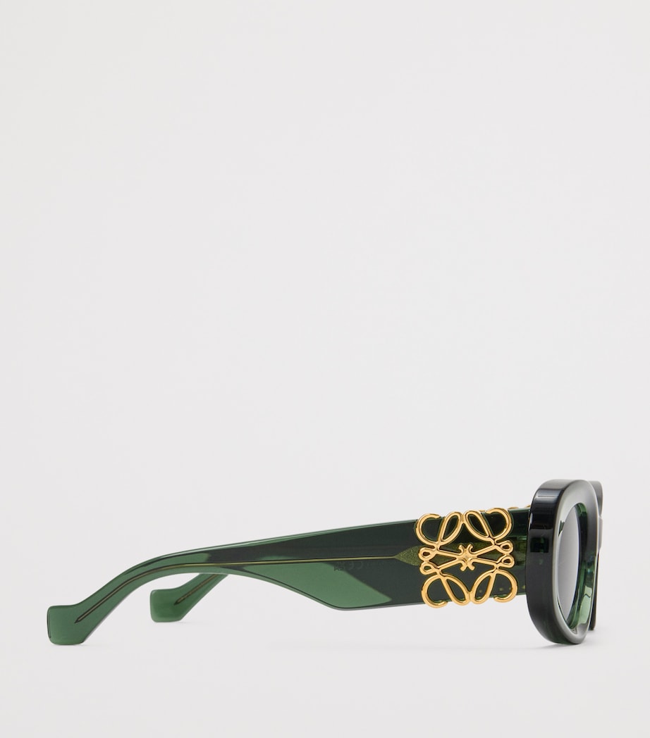 Bevelled Oval Sunglasses DARK GREEN Image 3