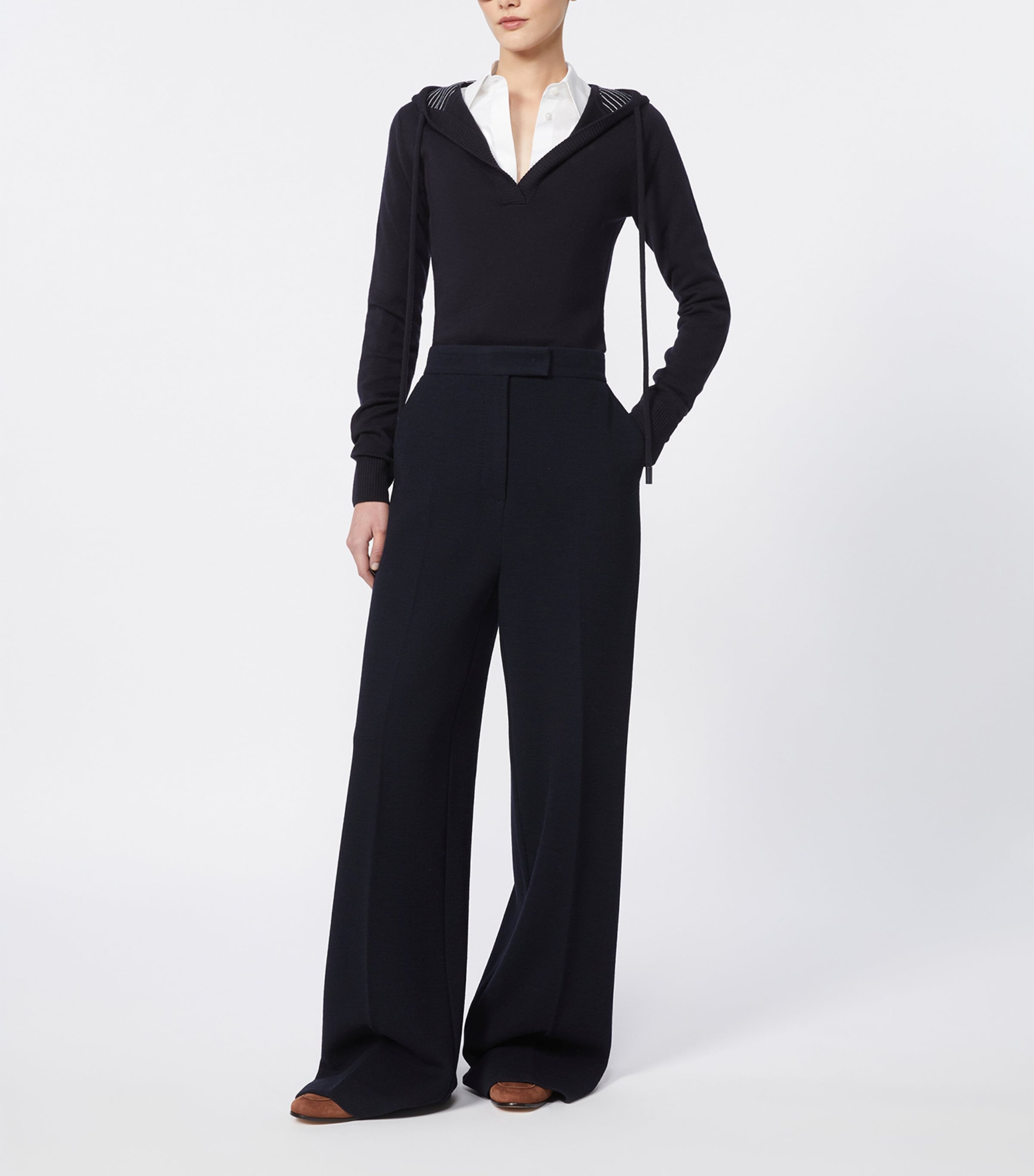 Wool Piqué Wide-Leg Trousers ULTRAMARINE Image 2