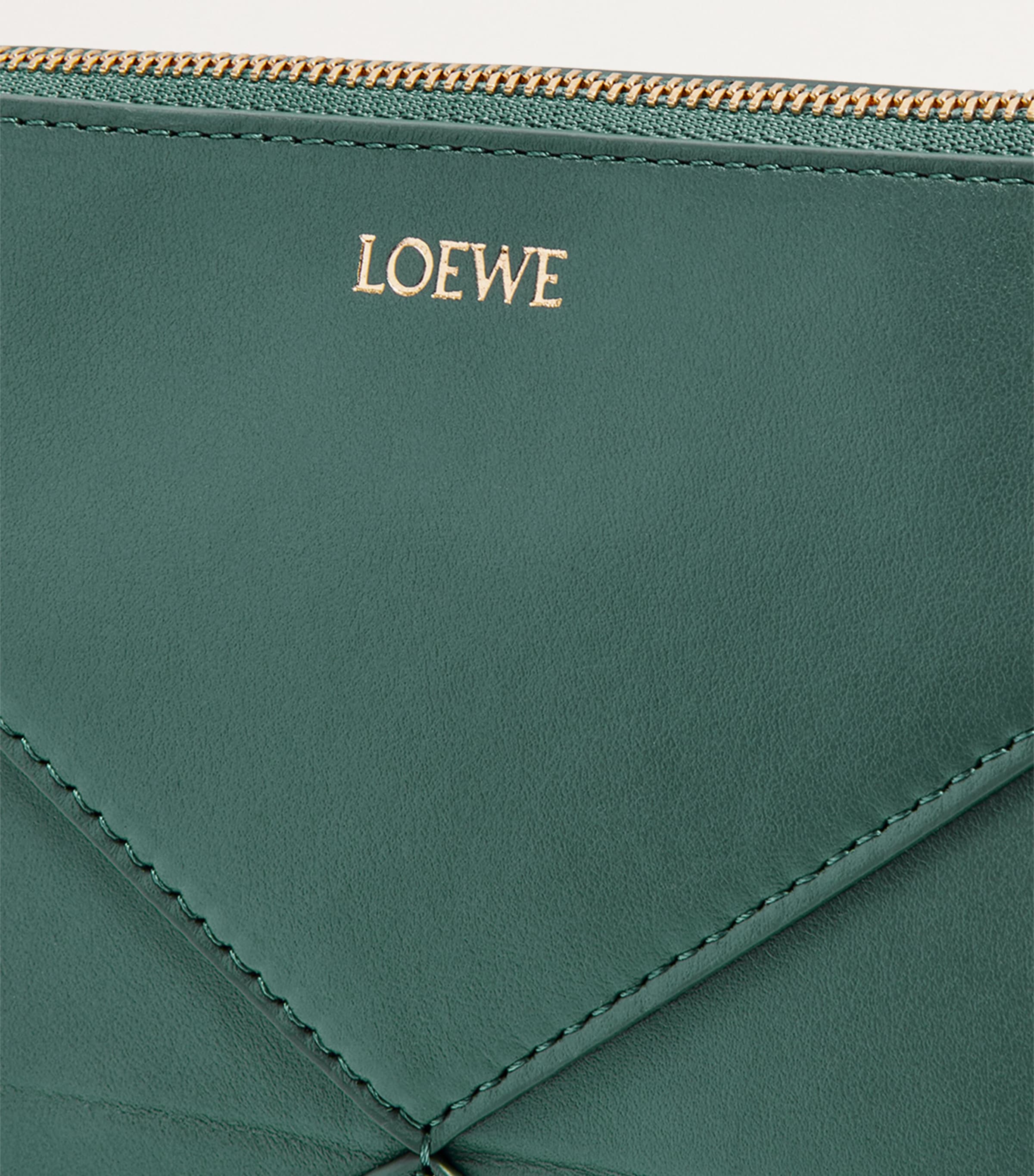 LOEWE Green Leather Puzzle Pouch Bag | Harrods US